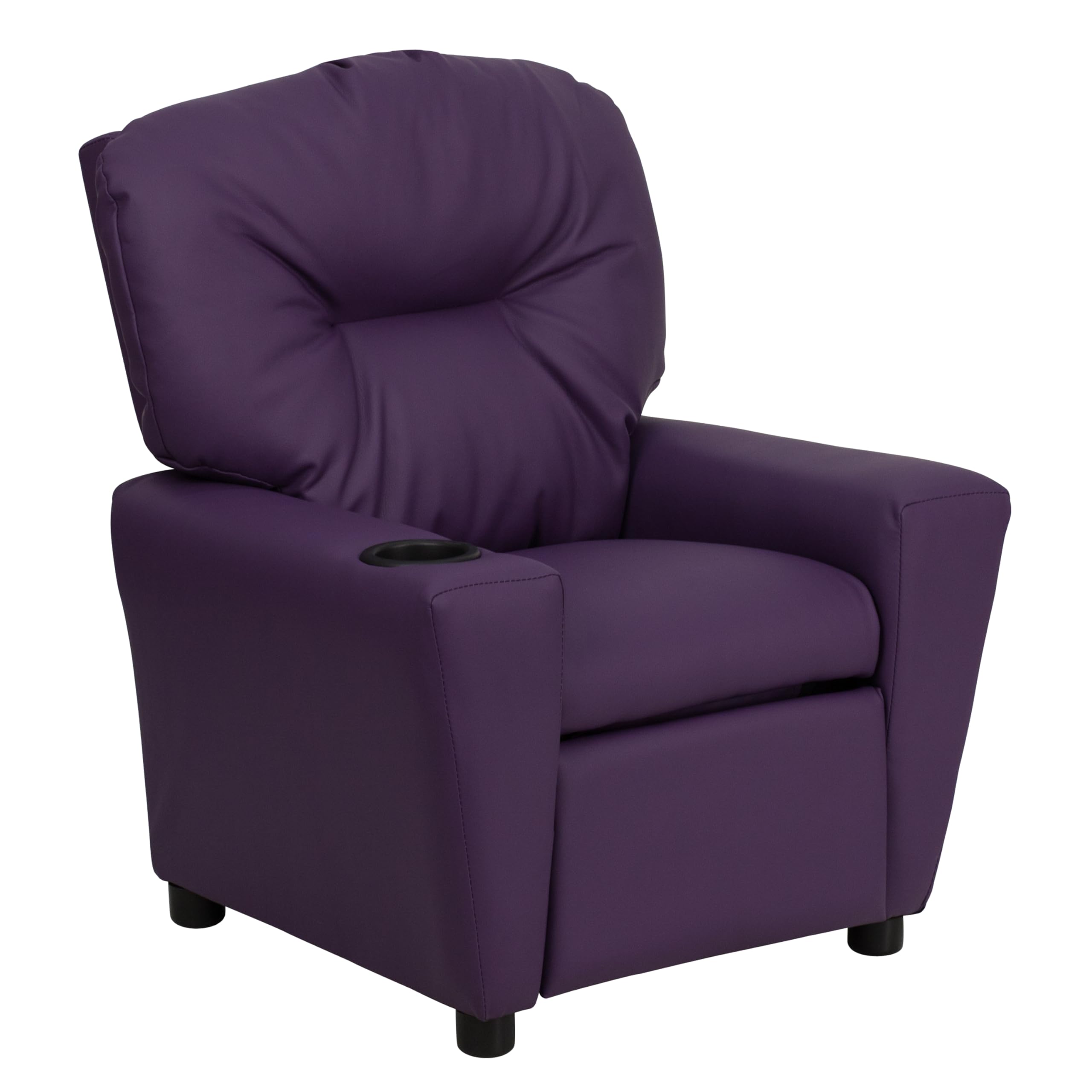 Chandler Vinyl Kids Recliner with Cup Holder and Safety Recline by Flash Furniture – Set of 1, Vinyl, Foam, Hardwood, Purple Vinyl, Model BT-7950-KID-PUR-GG