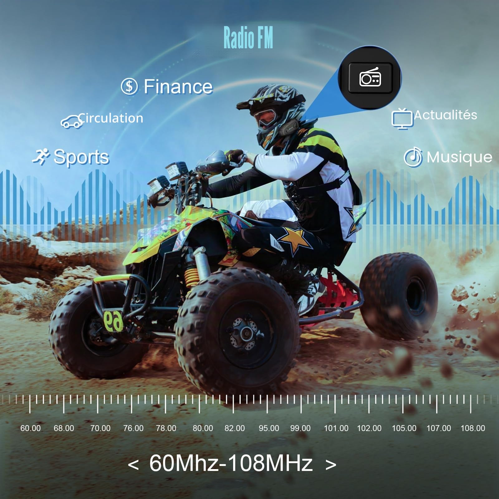 E1 Casque Bluetooth pour Moto -Bluetooth5.3 Interphone professionnel pour casque jusqu'à 800 m, contrôle vocal étanche IP65 et appels mains libres, haut-parleurs HD et annulation du bruit