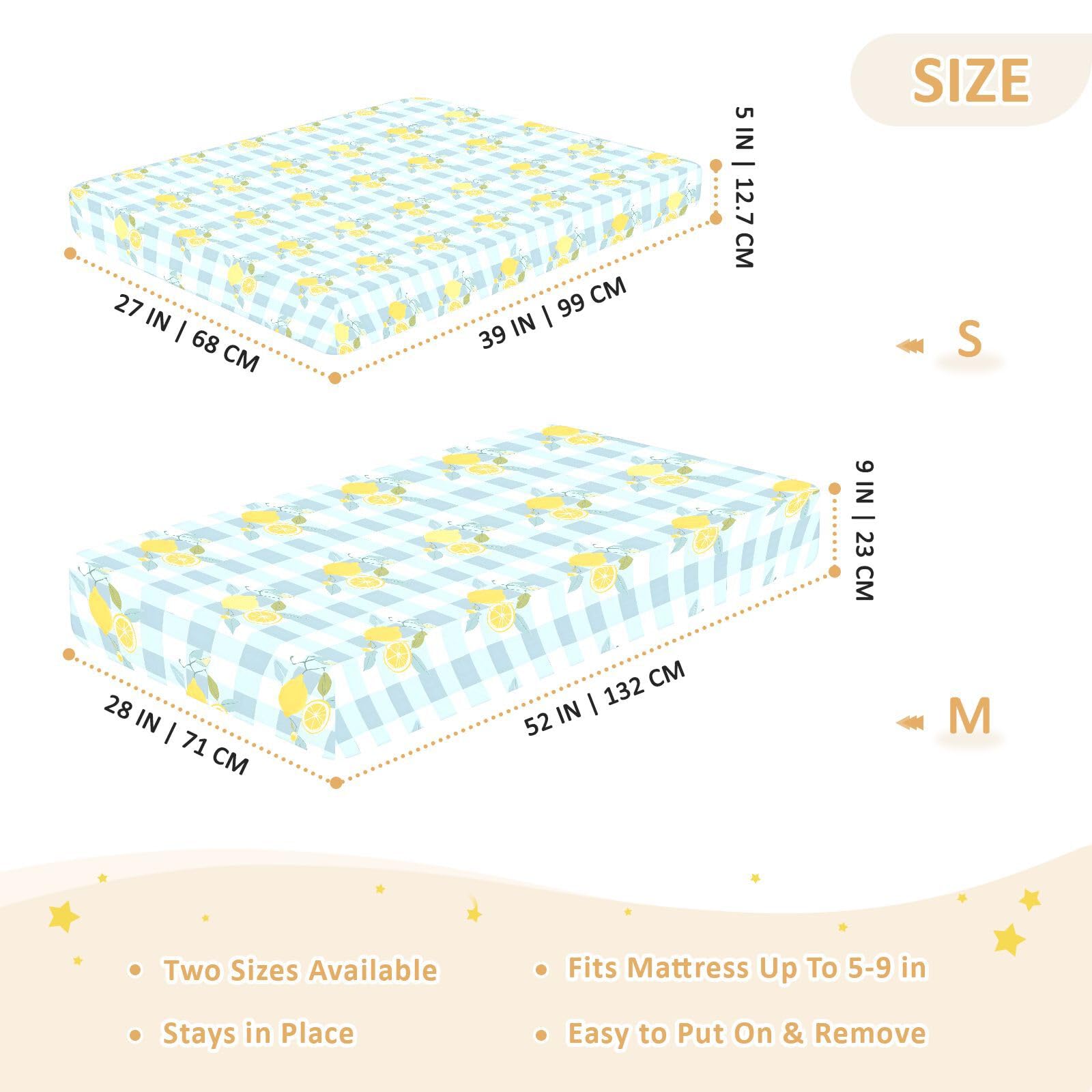 Drap-housse pour berceau de bébé blanc citron doux pour tout-petits garçons et filles, 71,1 x 132,1 cm