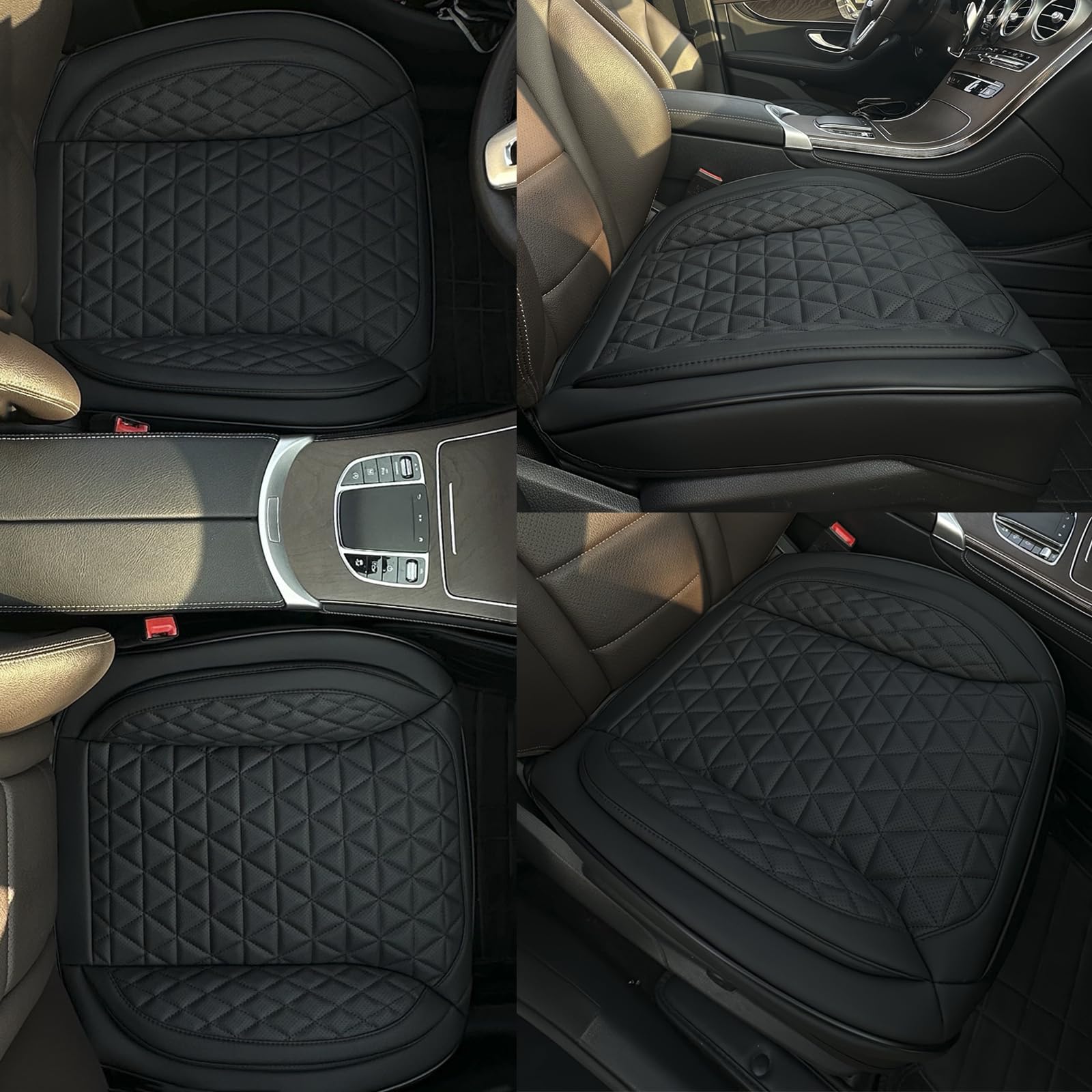 2 Pack Leder Vordersitz Abdeckung Nur Unten, Rutschschutz Polsterung Sitzkissen, Full Wrap Sitzschutz Mit Aufbewahrungsfunktion Universal Passend Für Die Meisten Autos, SUV, Pick-Up-LKW