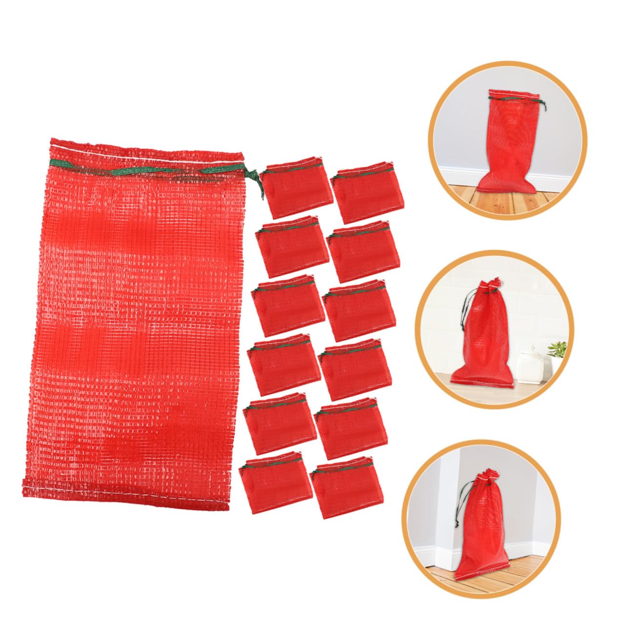 iplusmile Bolsa de Malla Cordón 50 Piezas Polipropileno Rojo 49x27 Cm