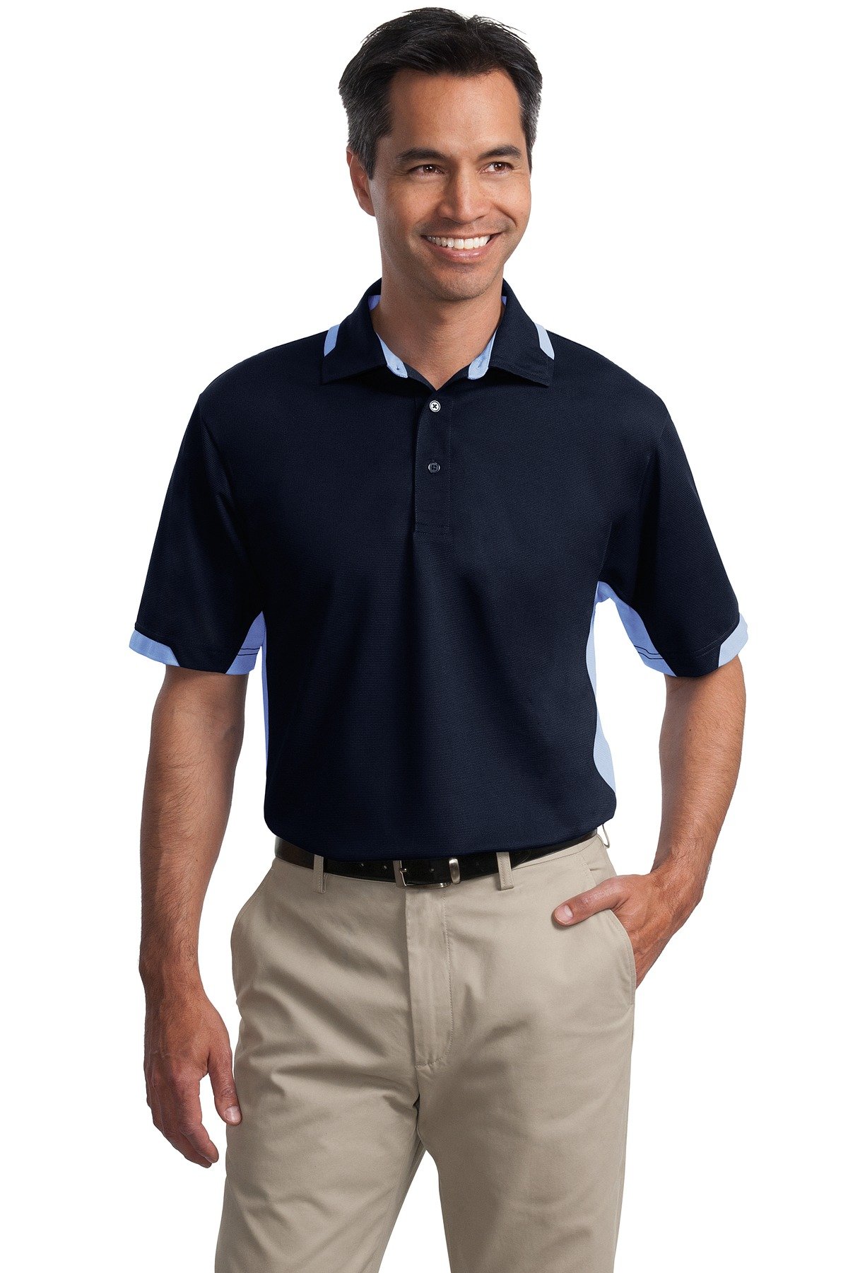 Unisex Dry Zone Colorblock Ottoman Polo Navy/Blue Lake by Port Authority – X-Large, Polyester, Navy/ Blue Lake, Model SNM-578335