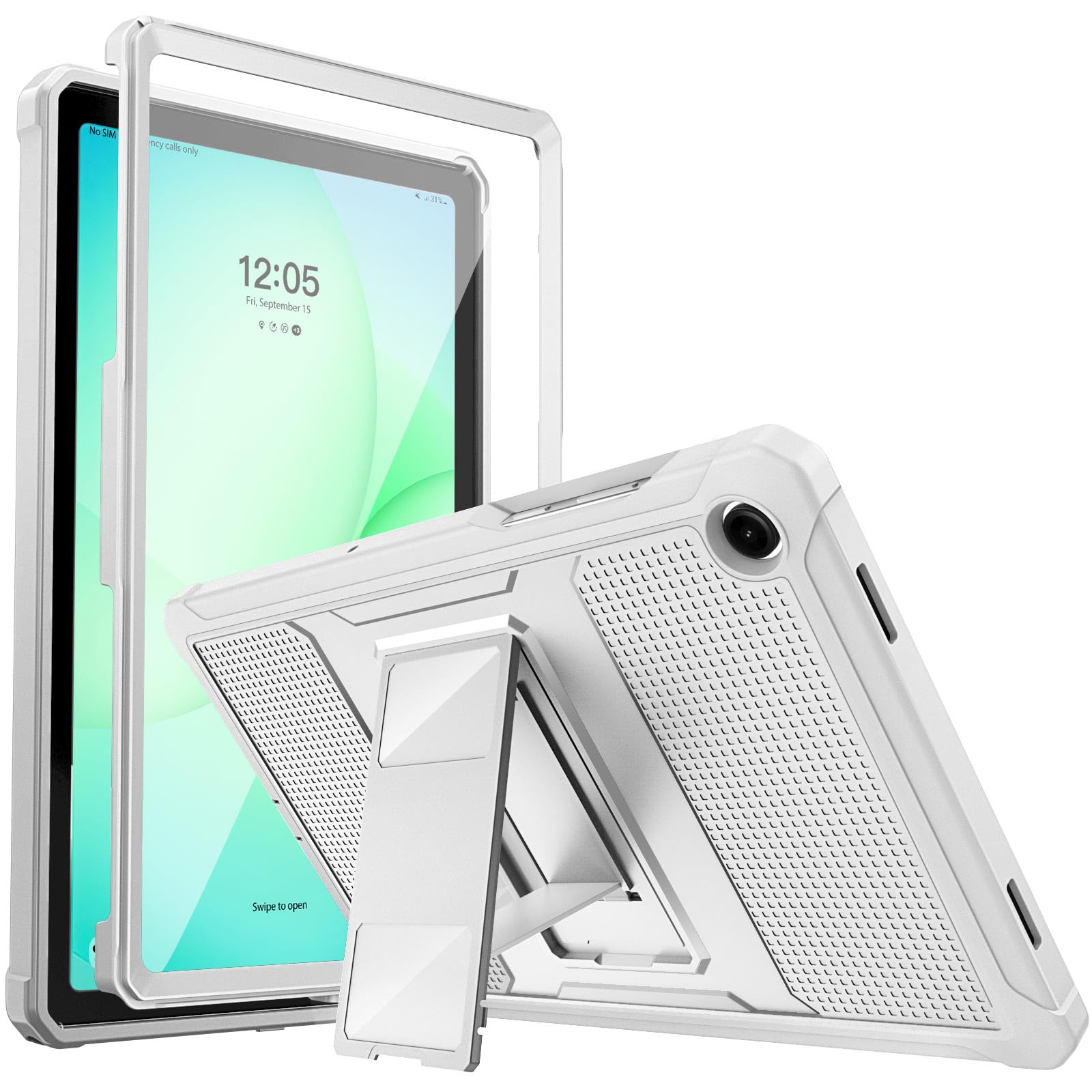 MoKo Case Fit Galaxy Tab A11+ Plus/A9+ 11-Inch 2026/2024, Shockproof Full Body Rugged Stand Back Cover with Built-in Screen Protector for Galaxy Tab