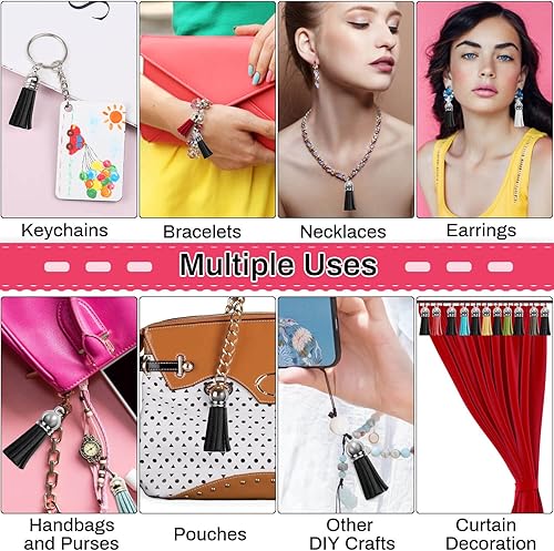 Vista 9 de Paxcoo - Borlas acrílicas para anillos de llavero o manualidades, 120 unidades Multicolor