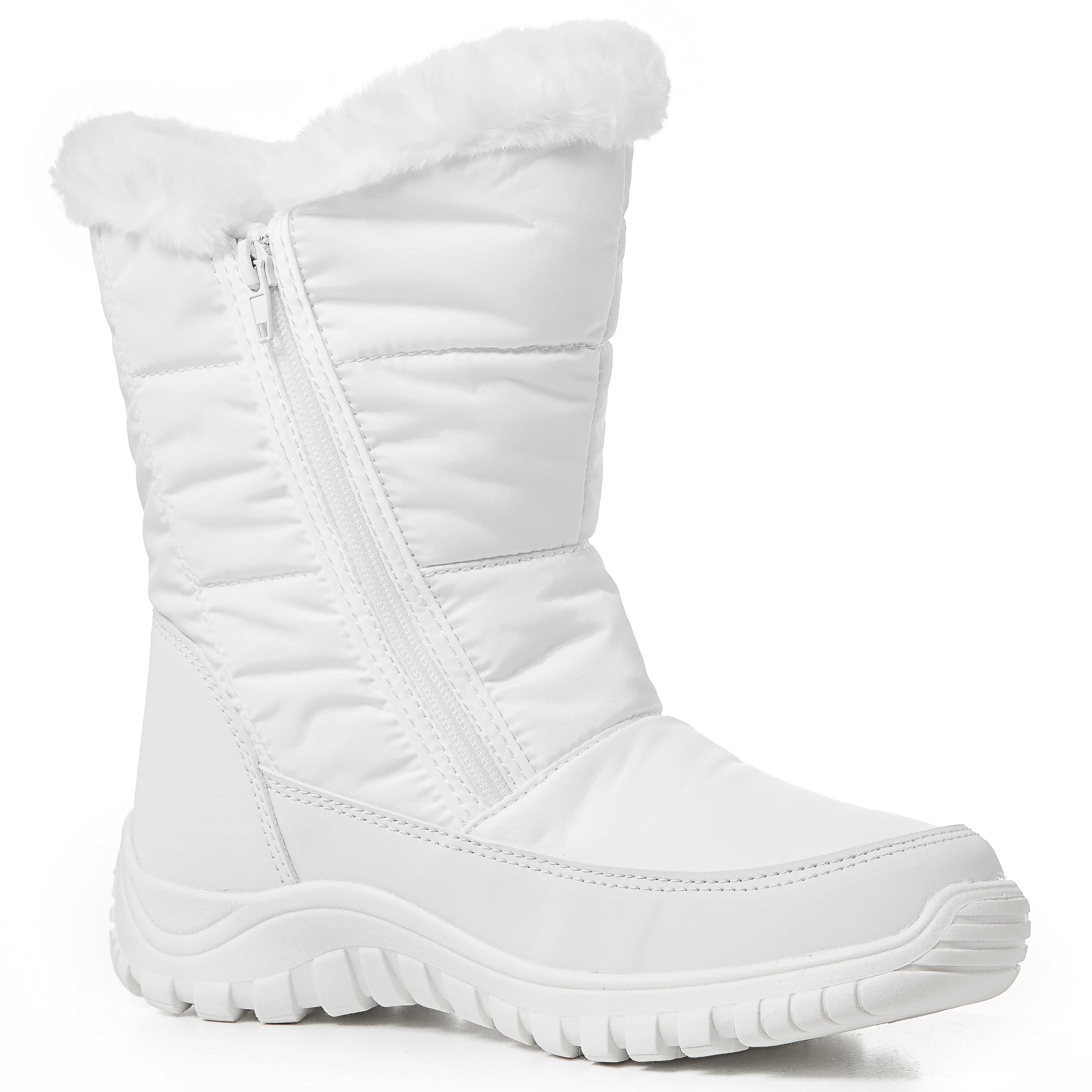 Polar Womens Memory Foam Twin Zip Opening Pull On Nylon Waterproof Thick Faux Fur Lined Winter Rain Snow Boots - UK8/EU41