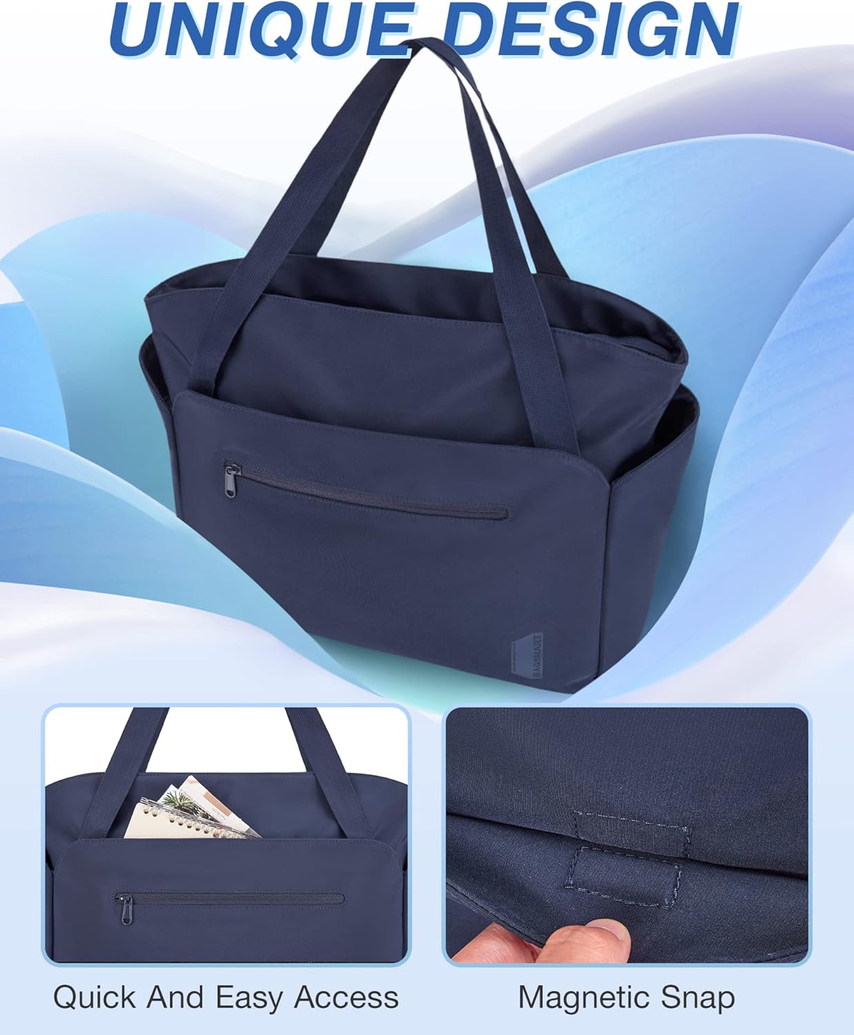 BAGSMART Women Tote Bag Large Handbag Tote With Zipper Black Shoulder Bag With Pocket