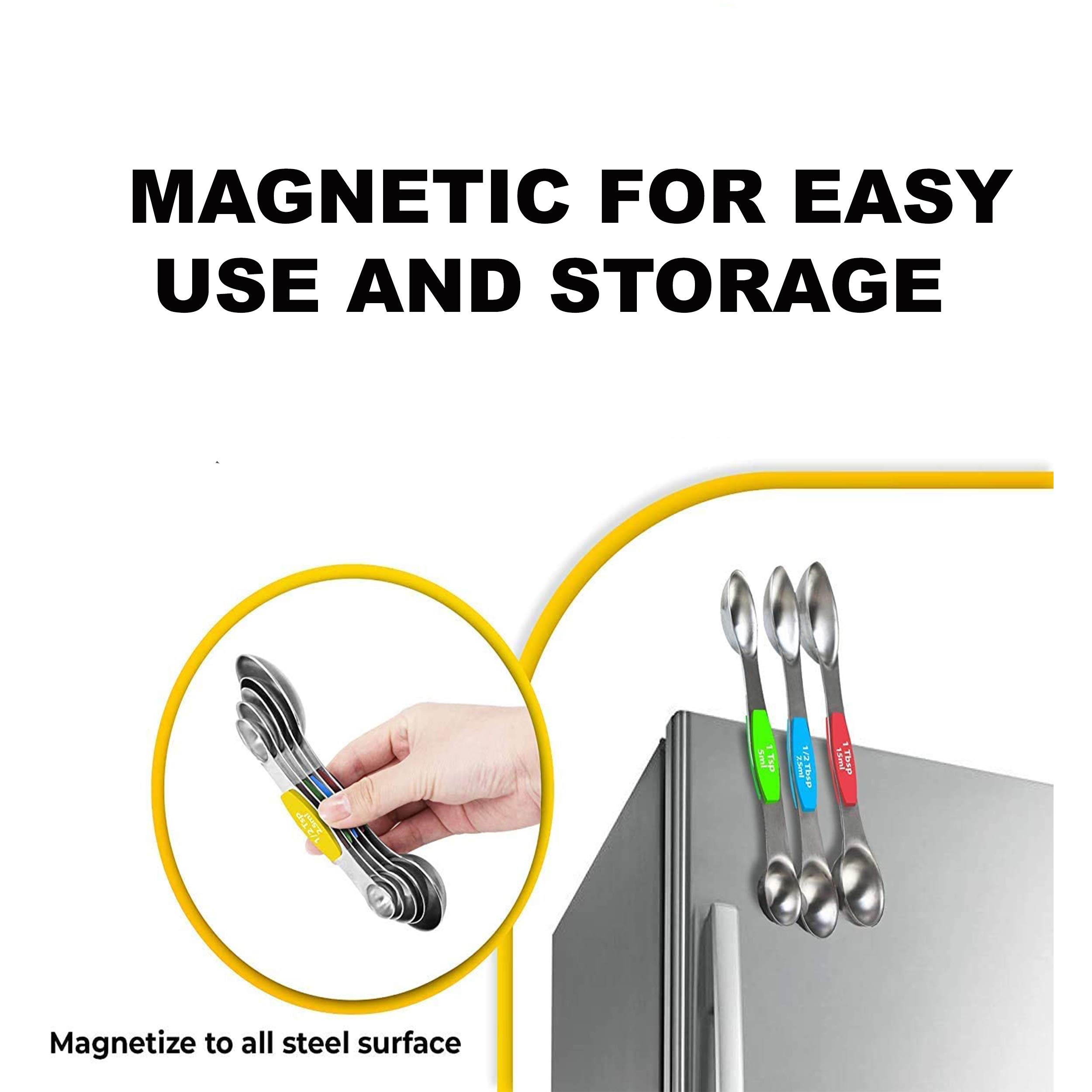 Cucchiai Dosatori Magnetici - Set 8 Misure In Acciaio Inox, Con Livellatore E Marchi Indelebili - Foto 2