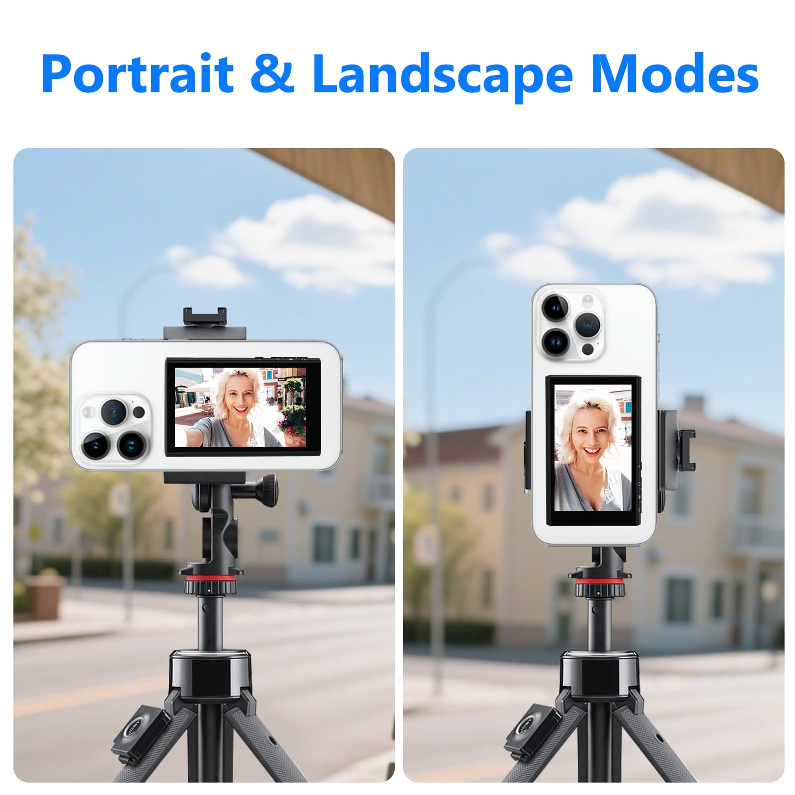 Retour Camera Compatibilité avec iPhone & Android, 1080P Écran de Moniteur pour Téléphone Vlog Selfie, Caméra Arrière à Synchronisation sans Fil pour Vlogs, Streaming, TikTok