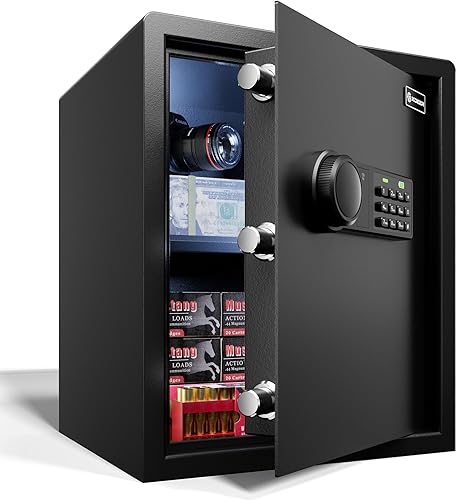 Miniatura 13 de Caja de seguridad biométrica XDeer con bolsa ignífuga, caja de seguridad de acceso rápido con huella dactilar mejorada, caja de seguridad para