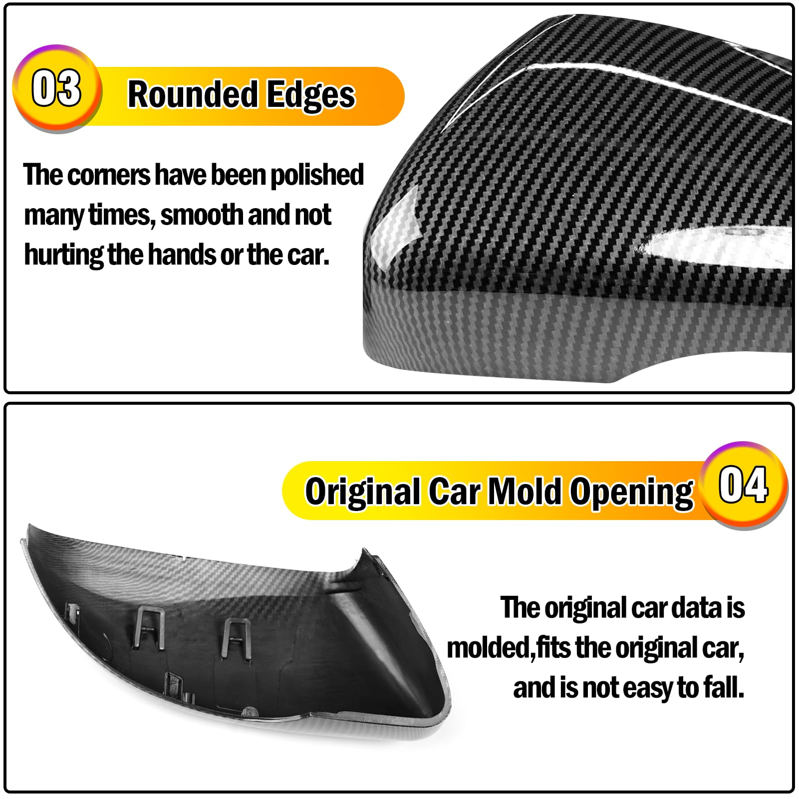 TTCR-II 2PCS Compatibile con Calotte Specchietti VW GOLF 6/GTI MK6/Touran 1T3 2009-2014, GOLF 6 Copri Specchietto Sinistra+Destra Coperchio Specchio Retrovisore,Touran Tappi Specchietti-Fibra Carbonio