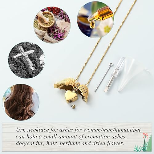 Miniatura 5 de Imrsanl Collar con dije de urna de cremación en forma de corazón para cenizas humanas  Un pedazo de mi corazón vive en el cielo
