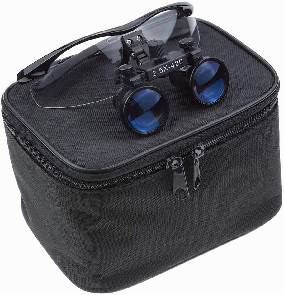 2.5X Portable Binocular Loupes 420mm Working Distance Optical Glasses (Black)