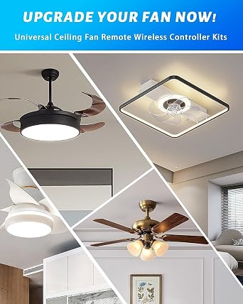 Small Size Universal Ceiling Fan Remote Control Kit, 3 Speed Control with Light Dimming, Mini Receiver Replacement for Hampton Bay/Hunter/Harbor Breeze/Westinghouse/Honeywell and More