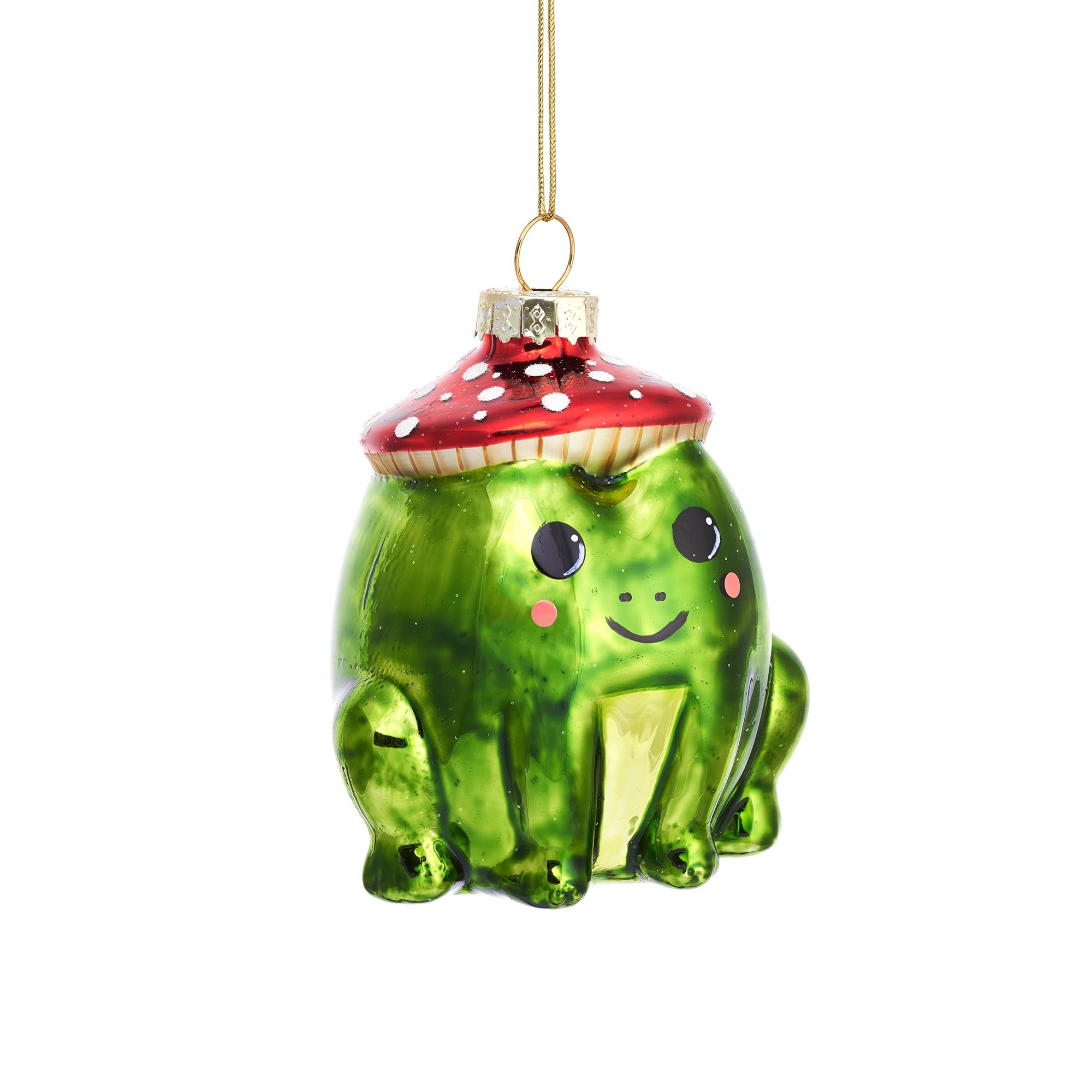 Sass & Belle Green Frog With Mushroom Hat Bauble
