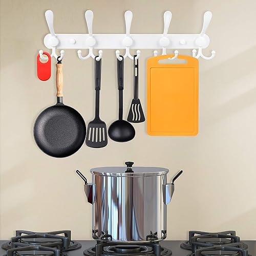 Miniatura 8 de Perchero montado en la pared, 2 paquetes de 15 ganchos de acero inoxidable para abrigo, sombrero, toalla, bolso, batas, entrada, baño, armario,