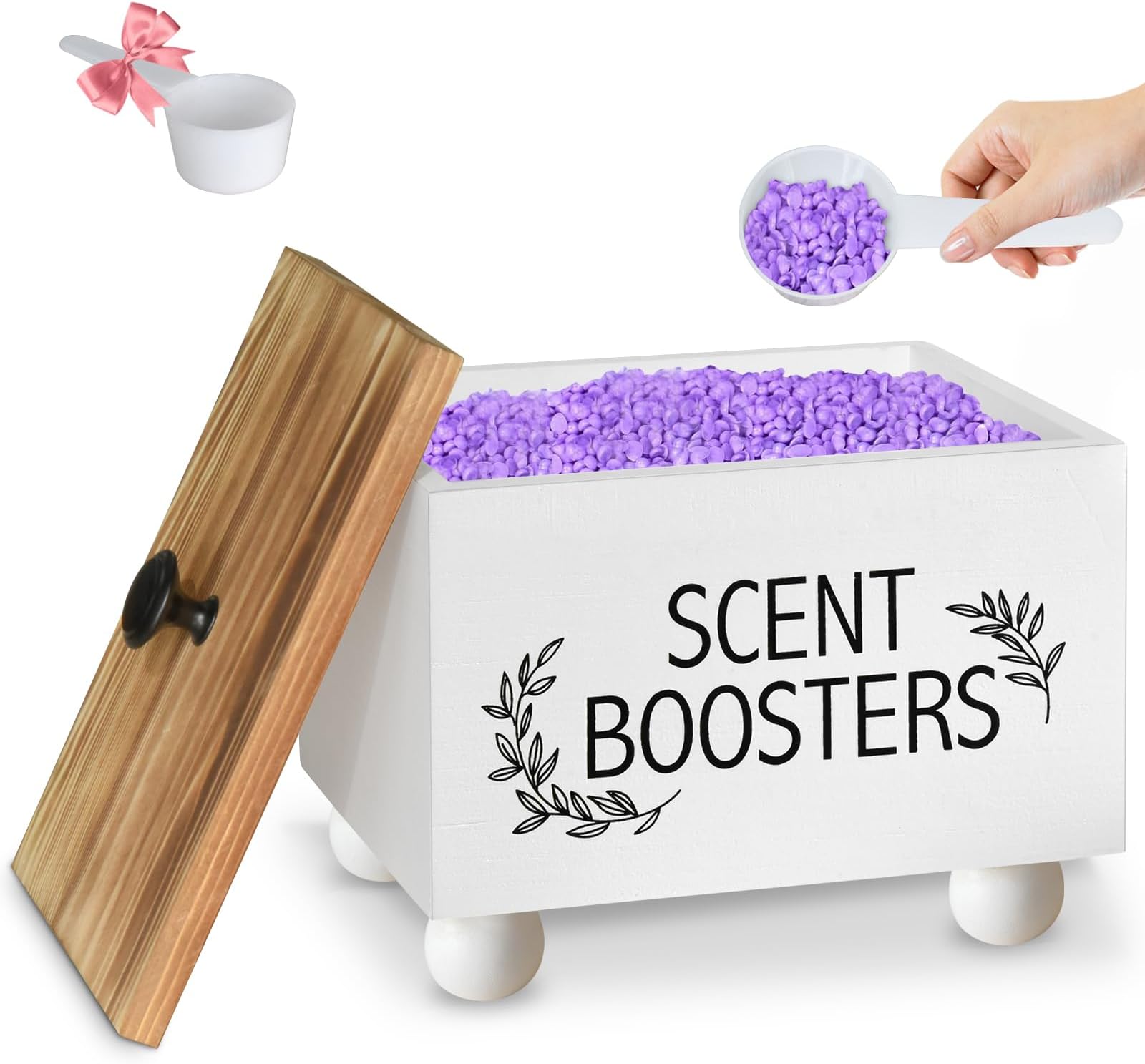 Laundry Pods Container with Lid, Wood Laundry Pods Holder