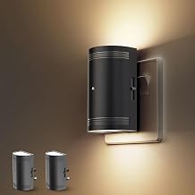 LOHAS-LED Night Light Plug in Wall, Dusk to Dawn Sensor, Warm White 3000K, 0-100LM, Dimmable Night Light for Bathroom Bedroom Stairs, Black Shade, 2 Pack