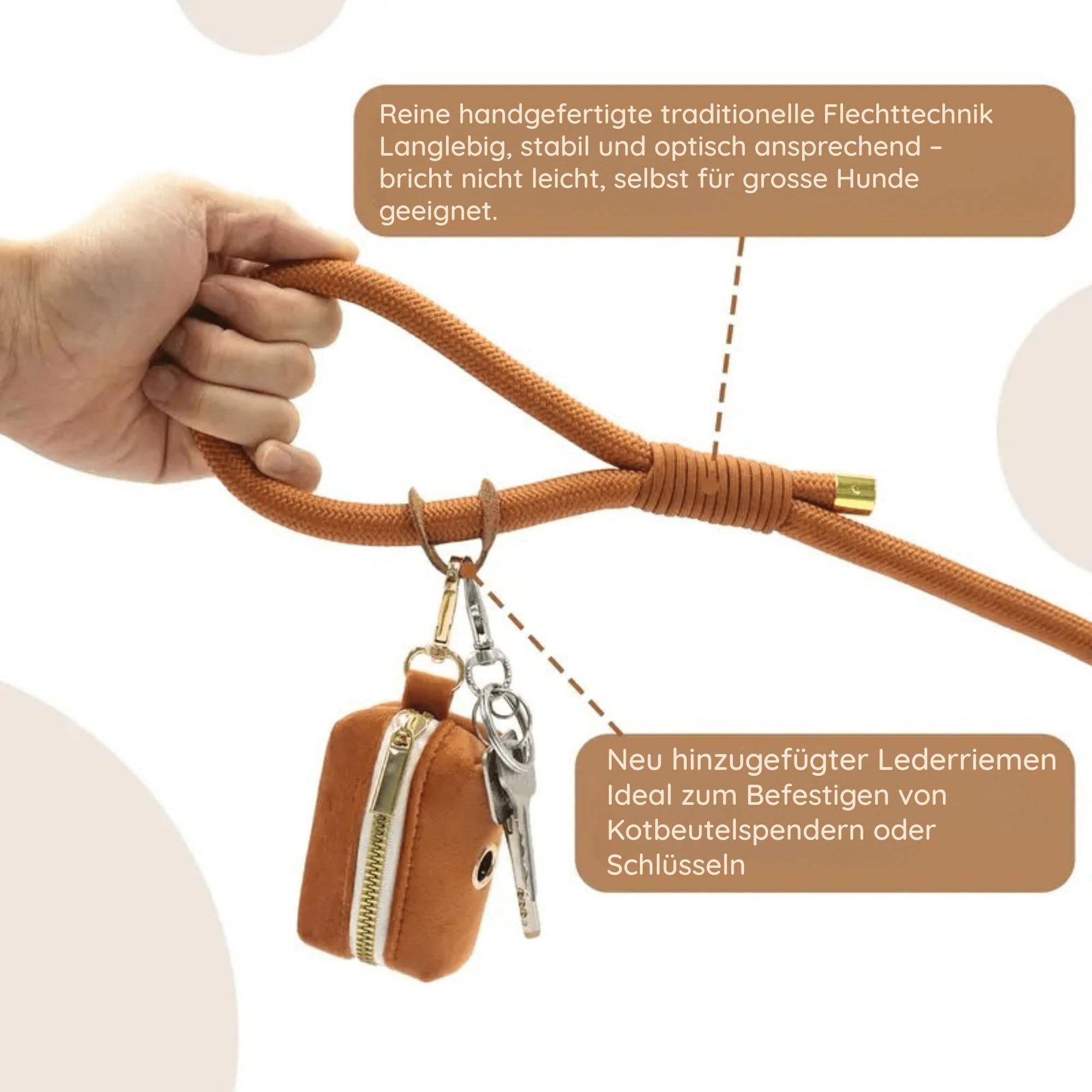 MVM Hundeleine Halsband Kotbeutel Set – Verstellbares Samt-Halsband mit 1,5 m Leine & Kotbeutelhalter – Robustes Hundezubehör für kleine & große Hunde – Grösse XS