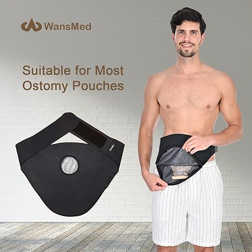 Miniatura 2 de Fundas para bolsas de ostomía para hombres y mujeres, cinturón de ostomía para deportes y vida cotidiana, suministros de colostomía, negro (XXL)