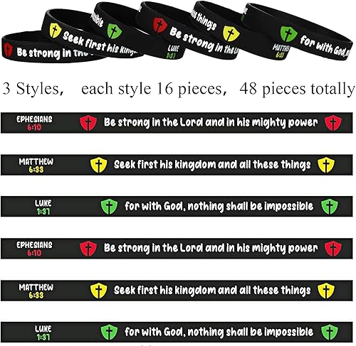 Miniatura 2 de Pulseras de goma religiosas con versículos de la Biblia, pulseras religiosas, pulseras religiosas de colores para hombres, mujeres y adolescentes, 3
