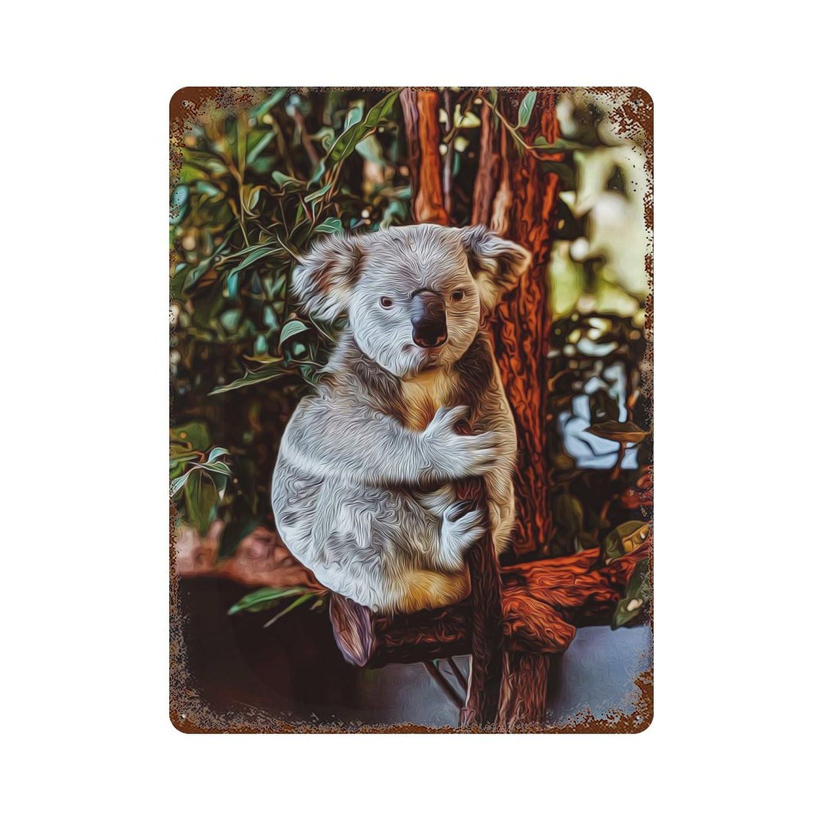 Koala 15.7"x11.8" Vintage Rust Metal Sign, Classic Wall Plaque for Pub, Kitchen And Man Cave Decor