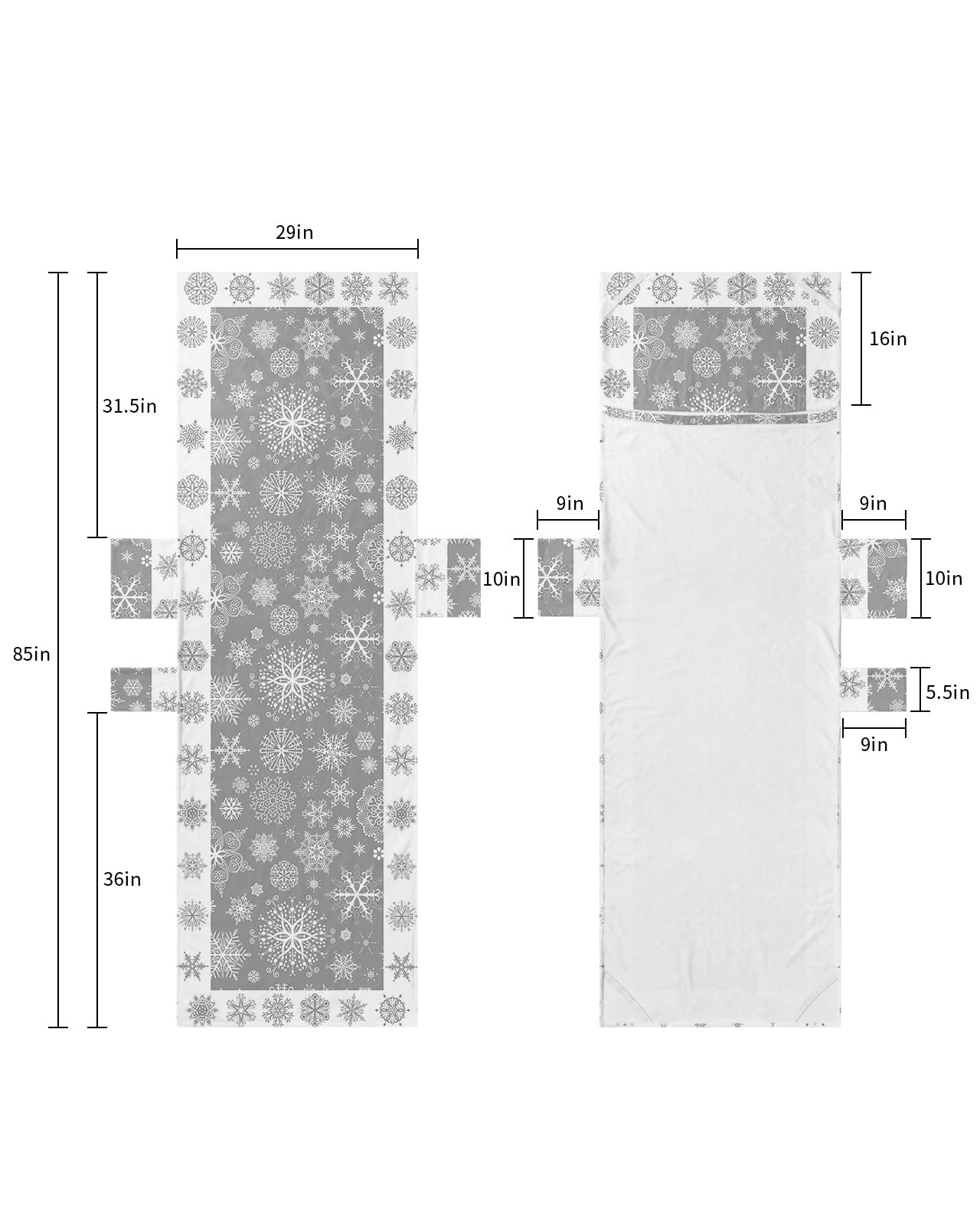 Grey Snowflake Christmas Beach Lounge Chair Towel Cover, Soft Chaise Lounge Towel with Side Pockets Patio Pool Chairs Cover for Beach/Pool Sunbathing 29x85 Xmas Winter Snowflake Gray