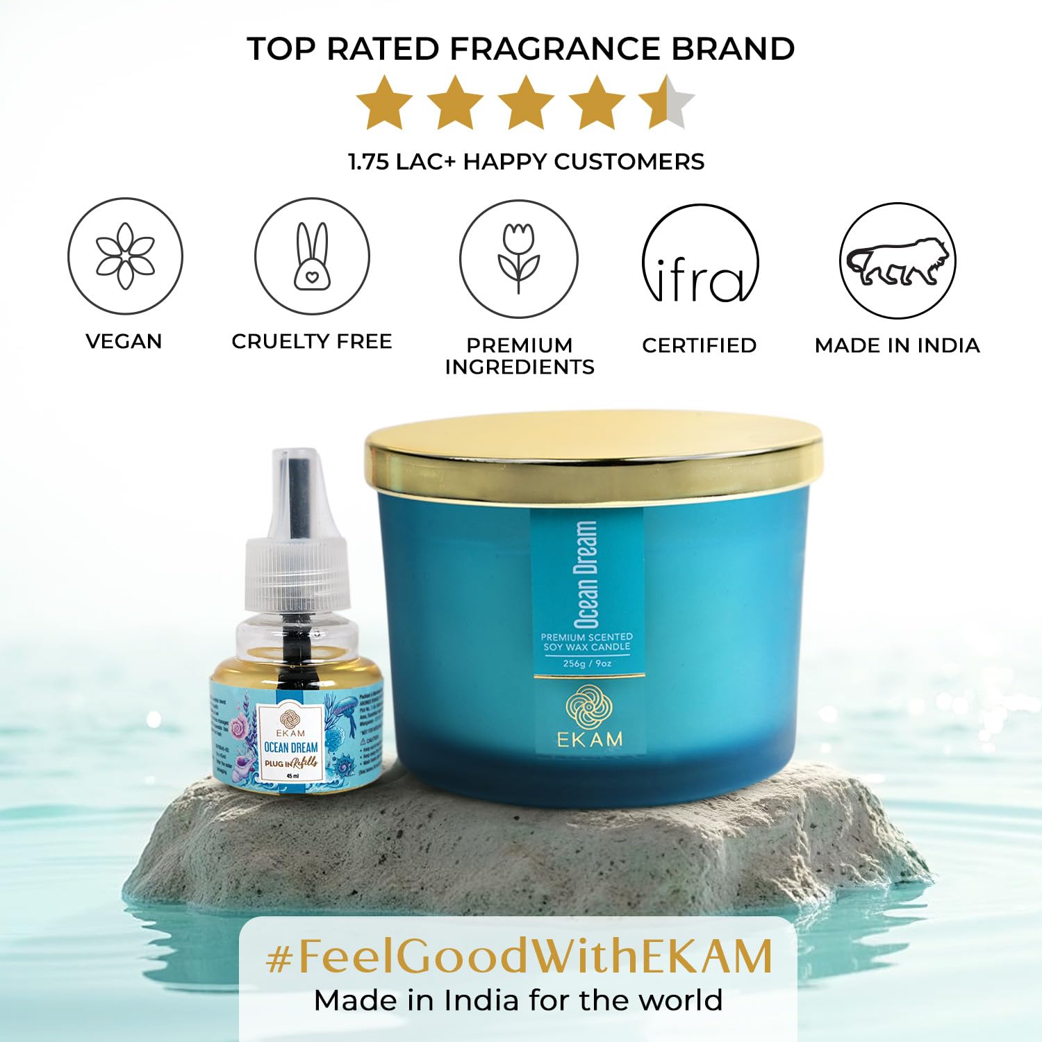 EKAM Plug-In Air Freshener Refill (45ml) | Ocean Dream Scent for Room/Bathroom | Automatic Refill | Lasts up to 125 Days / 500 Hours | Perfect for Living Rooms, Bedrooms & More - Image 8 thumbnail