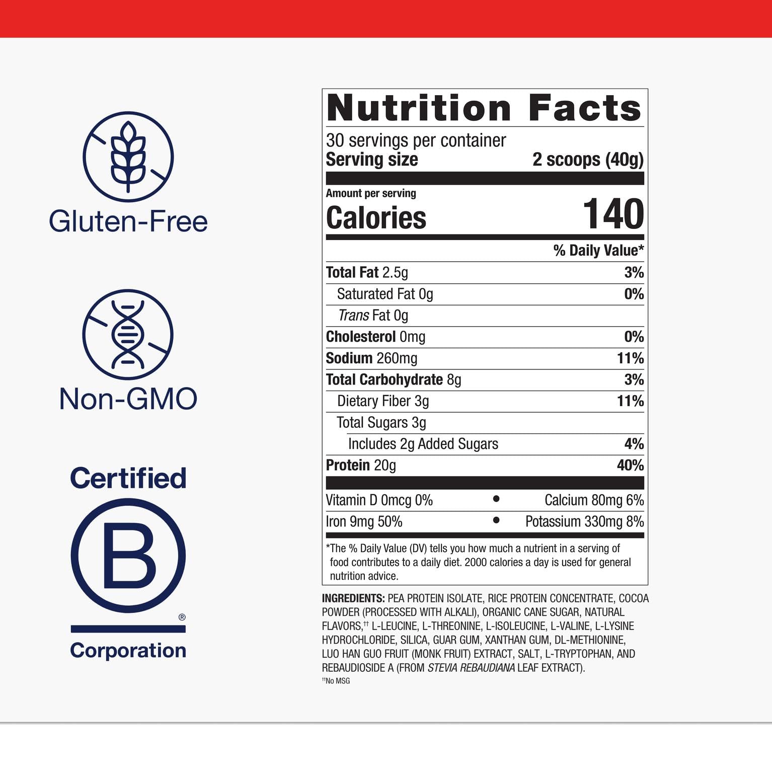 Metagenics Perfect Protein Pea & Rice Vegan Protein, Chocolate, 39.15 oz — Amazon image 4