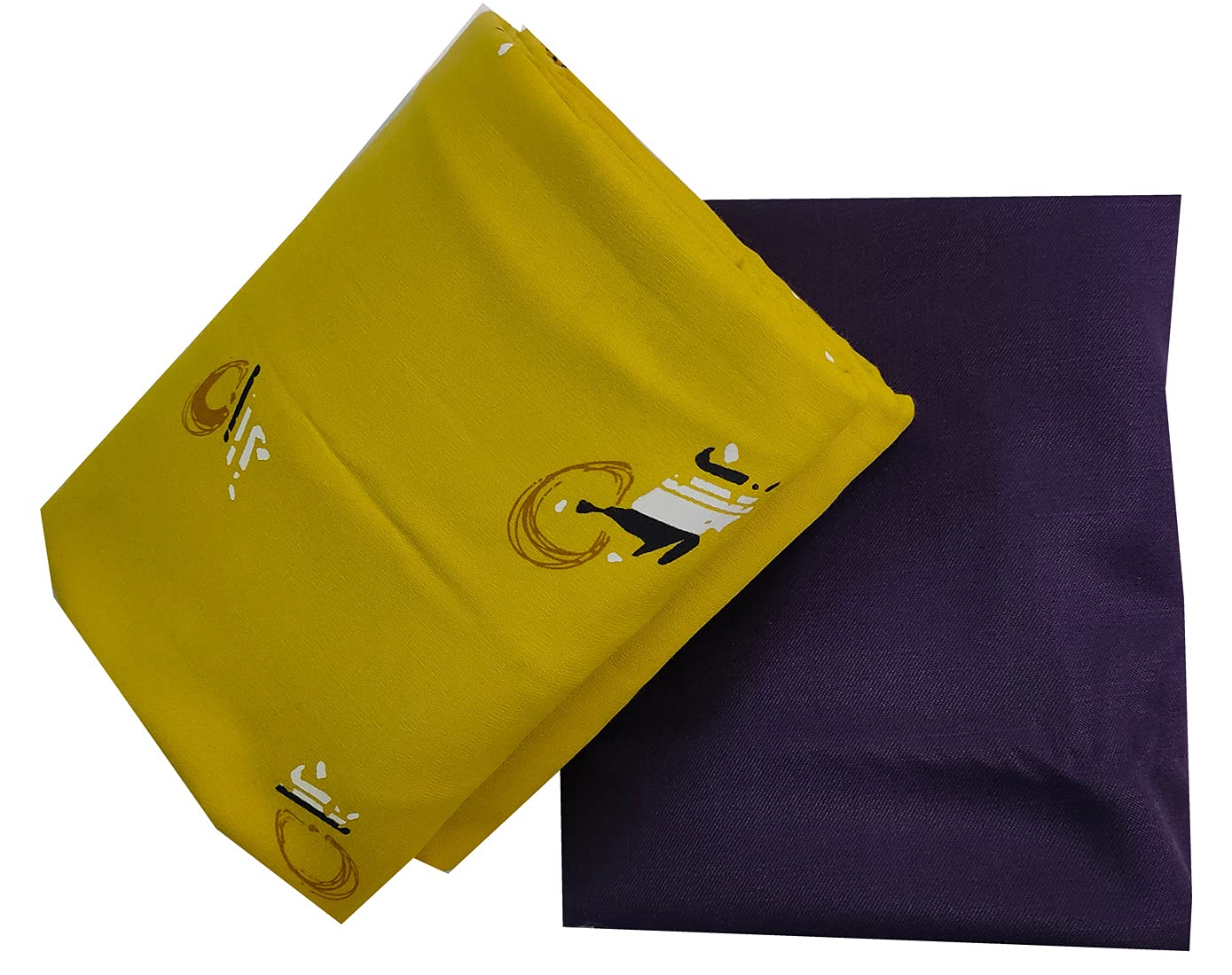 Men's Poly Cotton Shirt And Trouser Unstitched Fabrics Set (Yellow_Freesize)-image-11