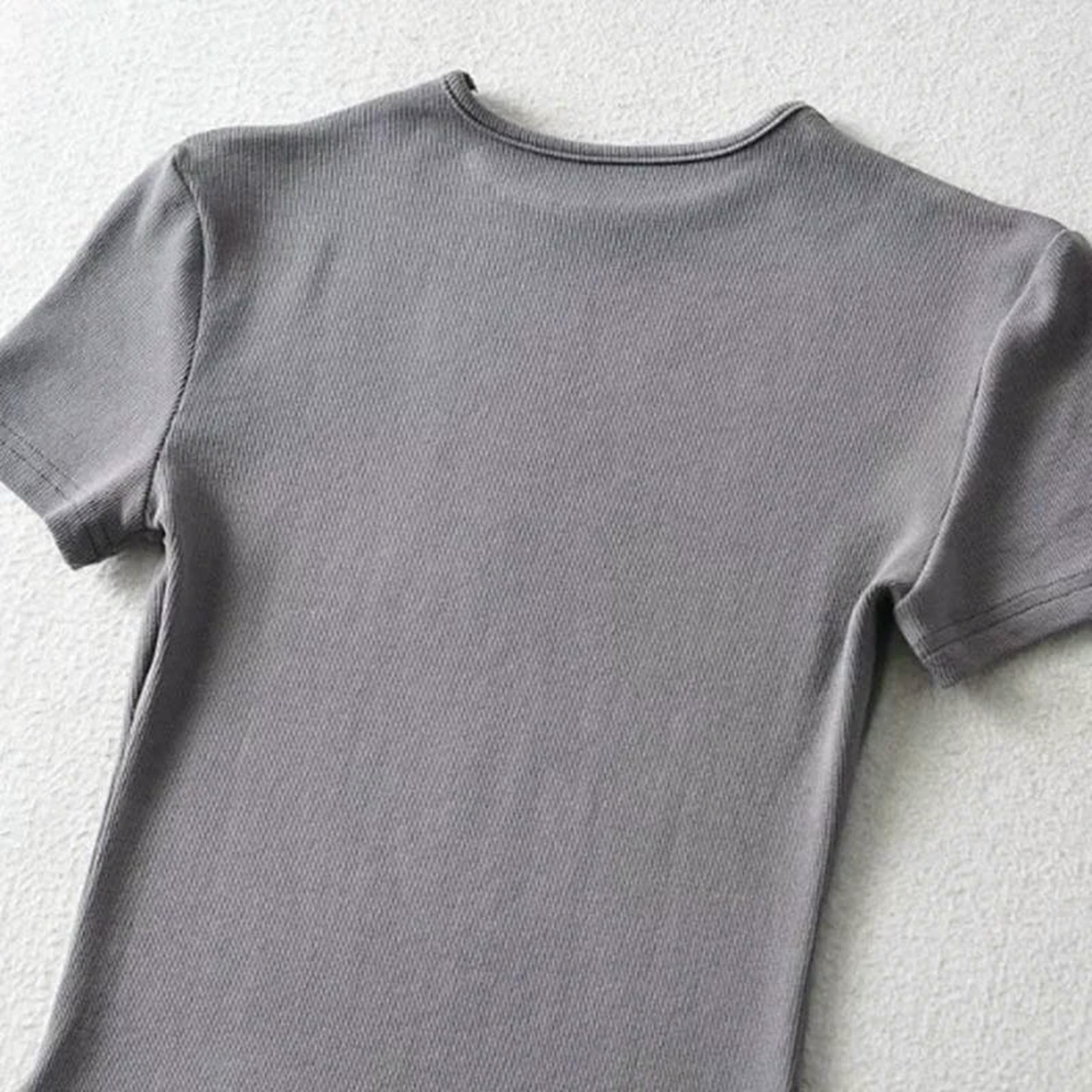 Koszulka damska, luźna, letnia kobieta, smukły krój, wąski krój, z krótkim rękawem, okrągły dekolt, Basic Crop Top, kolor burgundowy-l