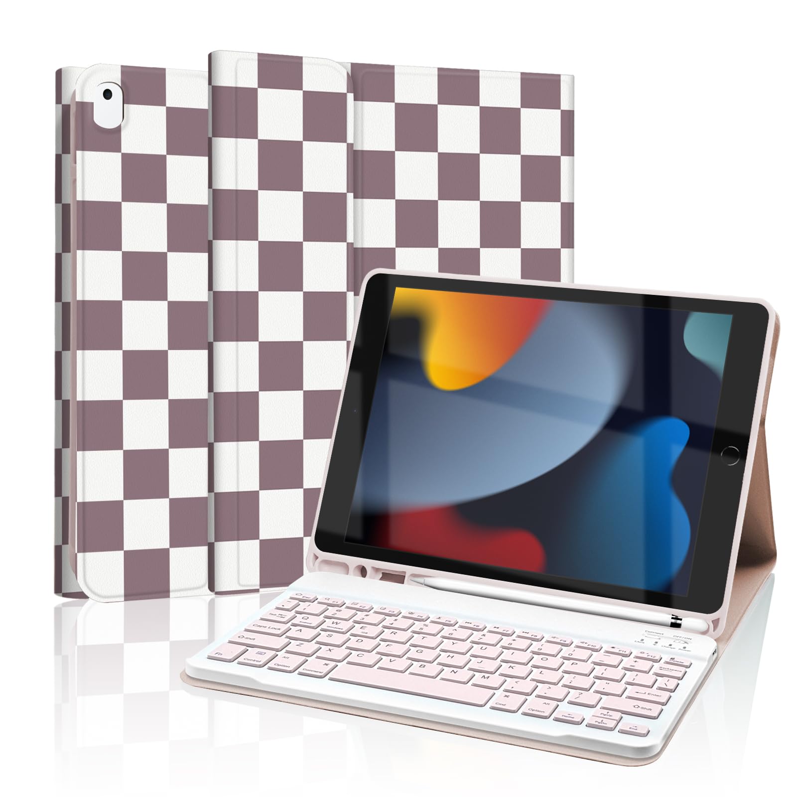 Mewealth Keyboard Case for iPad 9th / 8th / 7th Generation 10.2 Inch with Pencil Holder, Detachable Keyboard Cover for iPad Pro 10.5