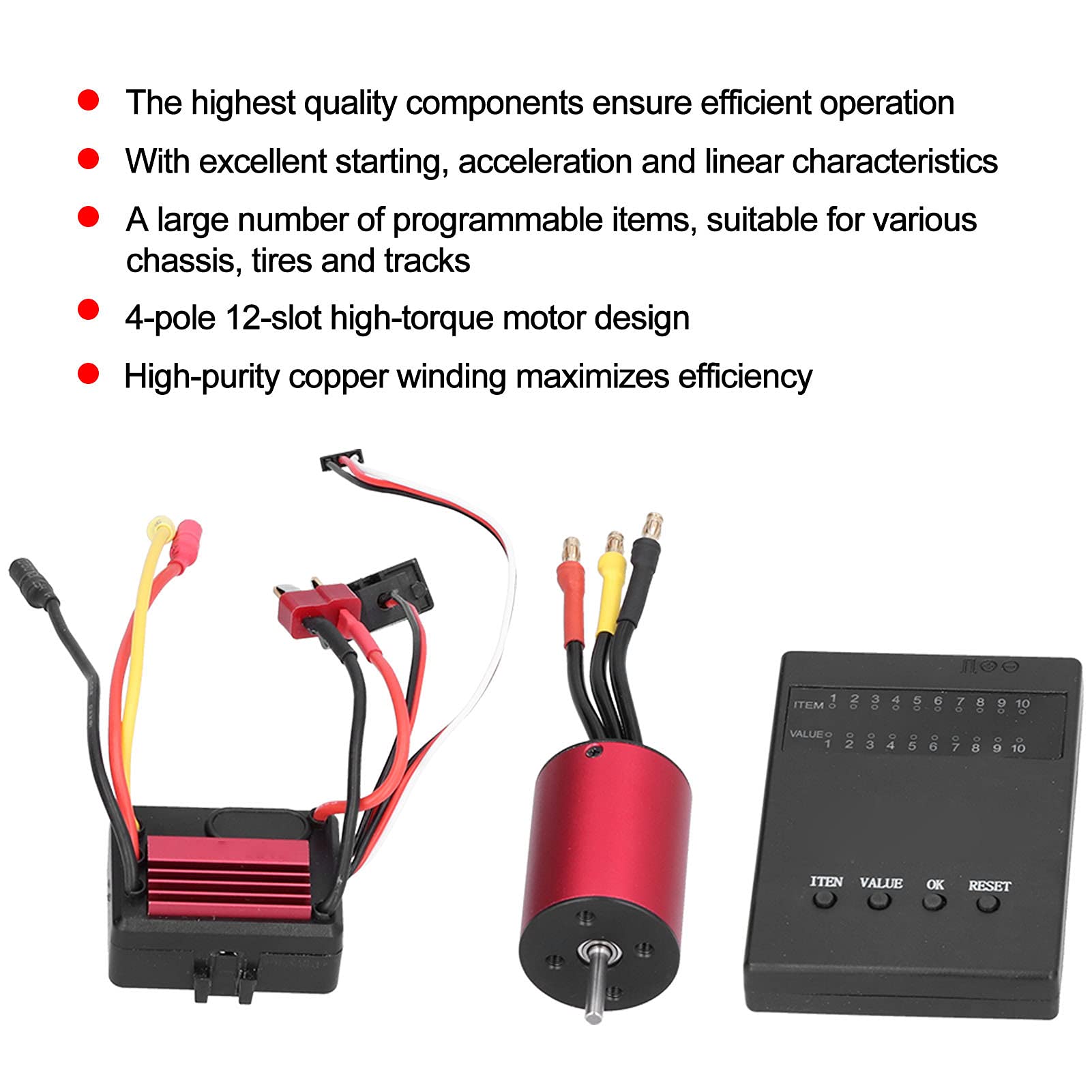 Bezosztelowy Zestaw Elektroniki RC, Silnik 2838 2700KV + 35A ESC + Karta Programowania do Samochodów 1/14