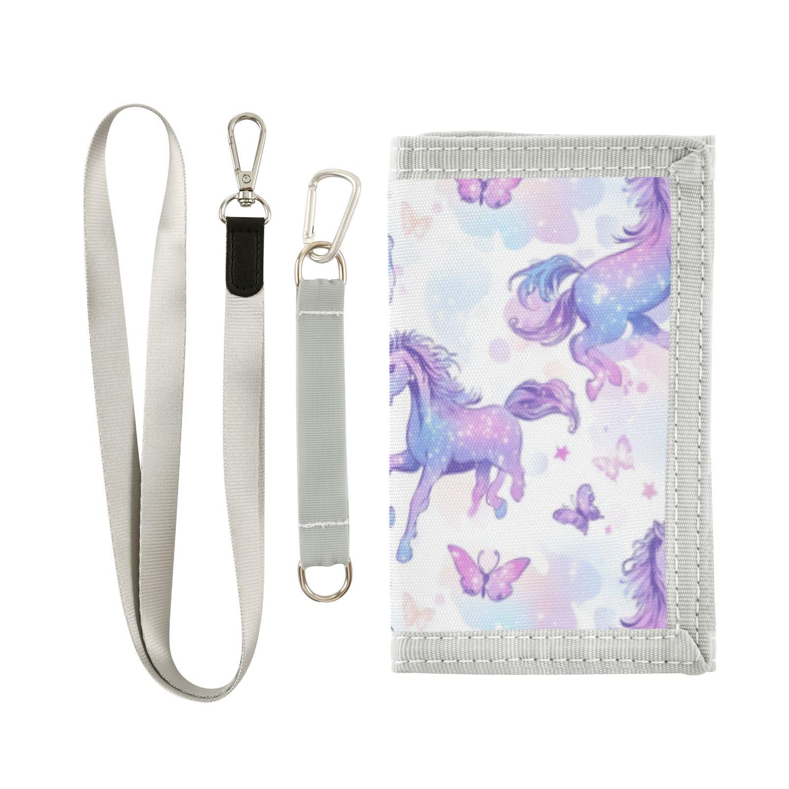 Wusikd Unicorns Kids Wallet for Boys Girls Butterfly Toddler Trifold Wallet Novelty Wallet for Teens Women Men