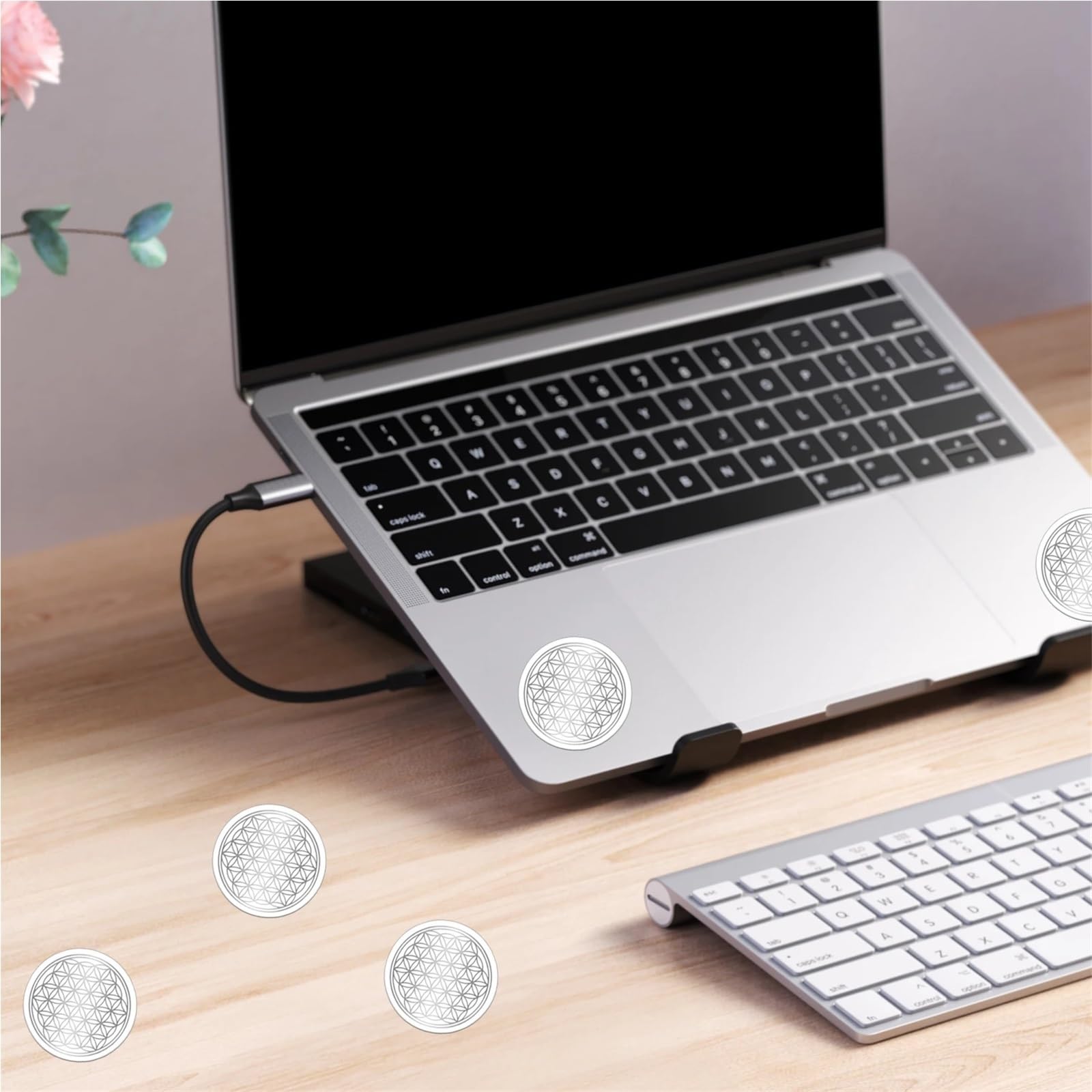 Naklejki do wytłaczania 30 arkuszy 750 zakładek Naklejki Kwiat Życia, srebrzyste samoprzylepne PCV Przezroczysty Wodoodporny Kryształ Biżuteria, do Etui na Laptopy i Telefony