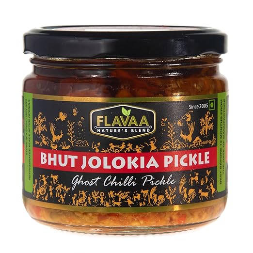 FLAVAA Bhut Jolokia Ghost Pepper Hottest Chilli Pickle in Mustard Oil 250 grams