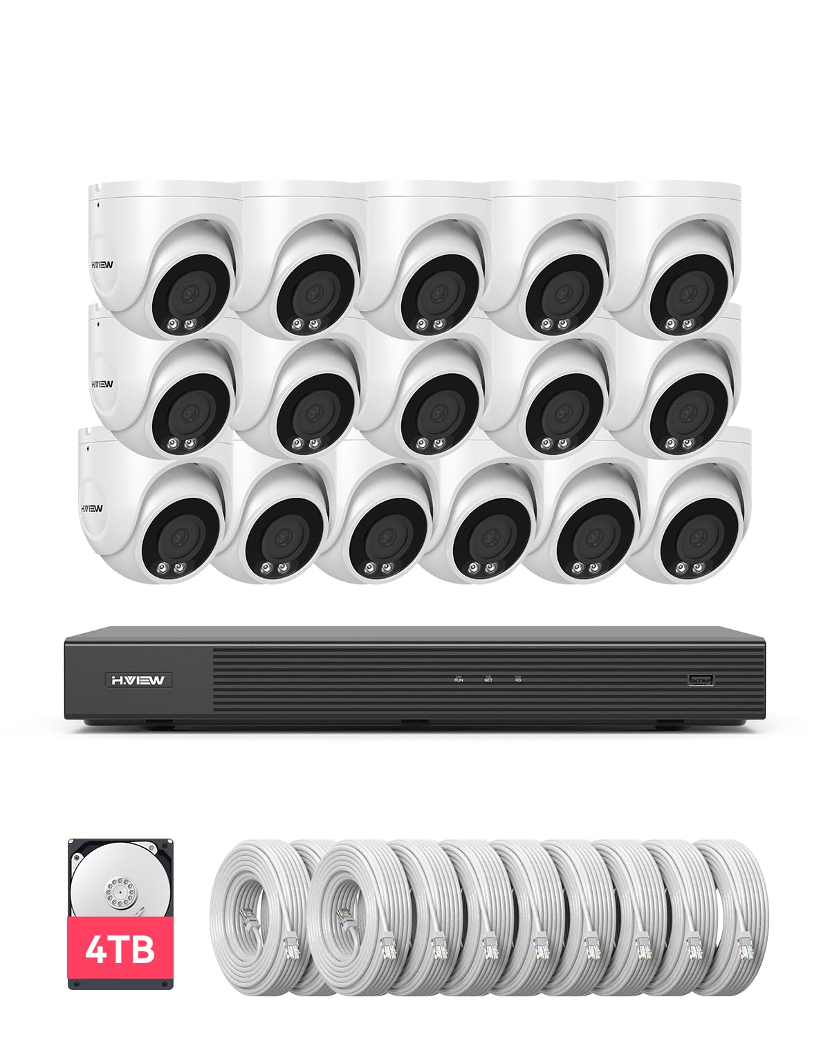 4K 16 Channel Security Camera System 16Pcs CCTV Camera kit PoE 8MP  Indoor Outdoor Dome Wired Surveillance Video with Audio,16CH 4K NVR