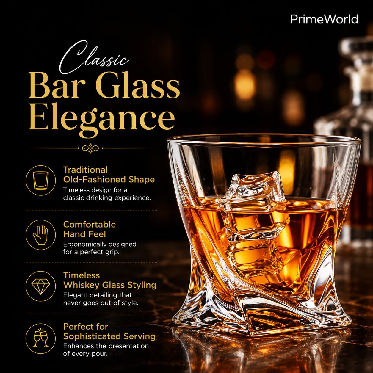PrimeWorld Twist Whiskey Glasses - Set of 6 -3