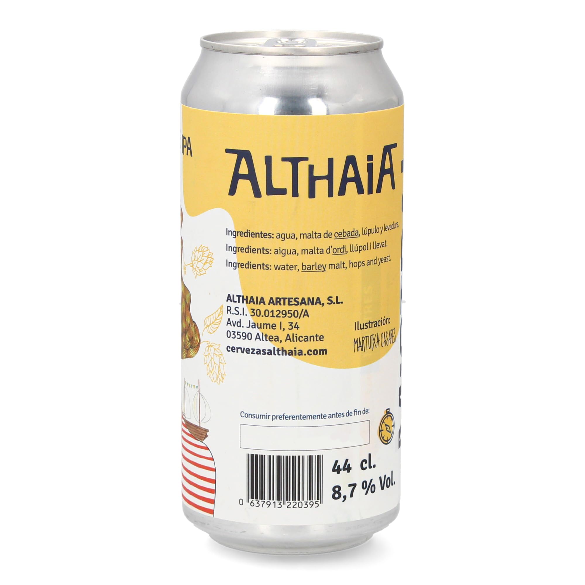 Cerveza artesana Althaia Mistral Doble IPA – Lata 44cl – 8,7% Vol (Pack 12 latas, 12, unidad)