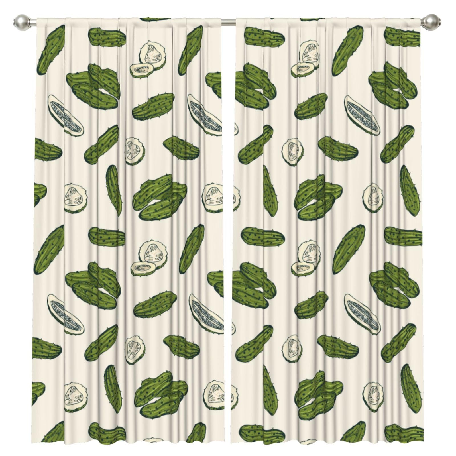 InOmak Pickles Or Pickled Cucumbers, 2 Panels Window Curtains 52 x 84 Inch Blackout Curtains for Living Room Bedroom