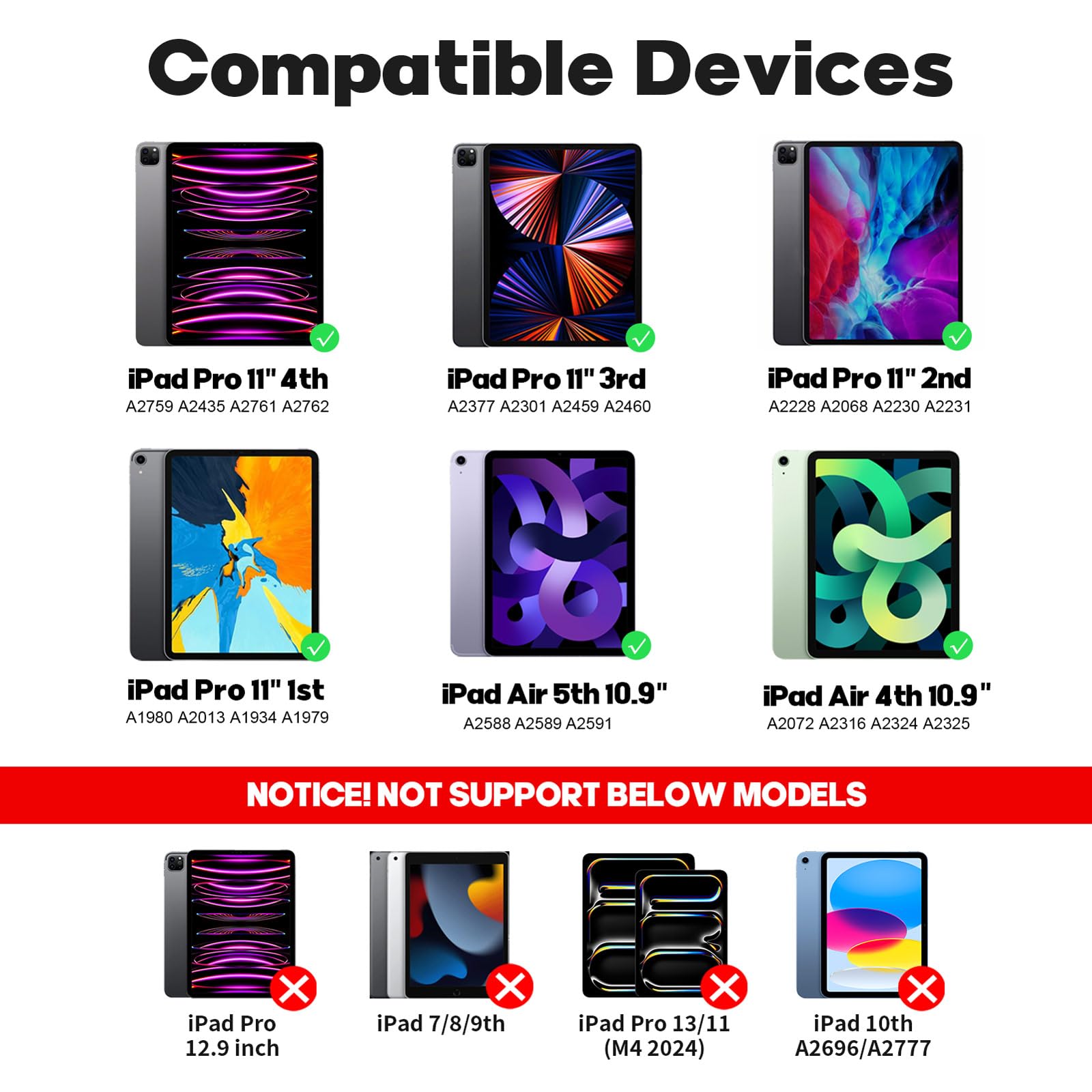 NOKBABO for iPad Air 11 inch case with Keyboard 2024 (M2), Magic-Stand, 7-Color Backlit, Magic Keyboard for iPad Pro 11 (4th/3rd/2nd/1st) & iPad Air 10.9 inch 6th/5th/4th - Light Pink