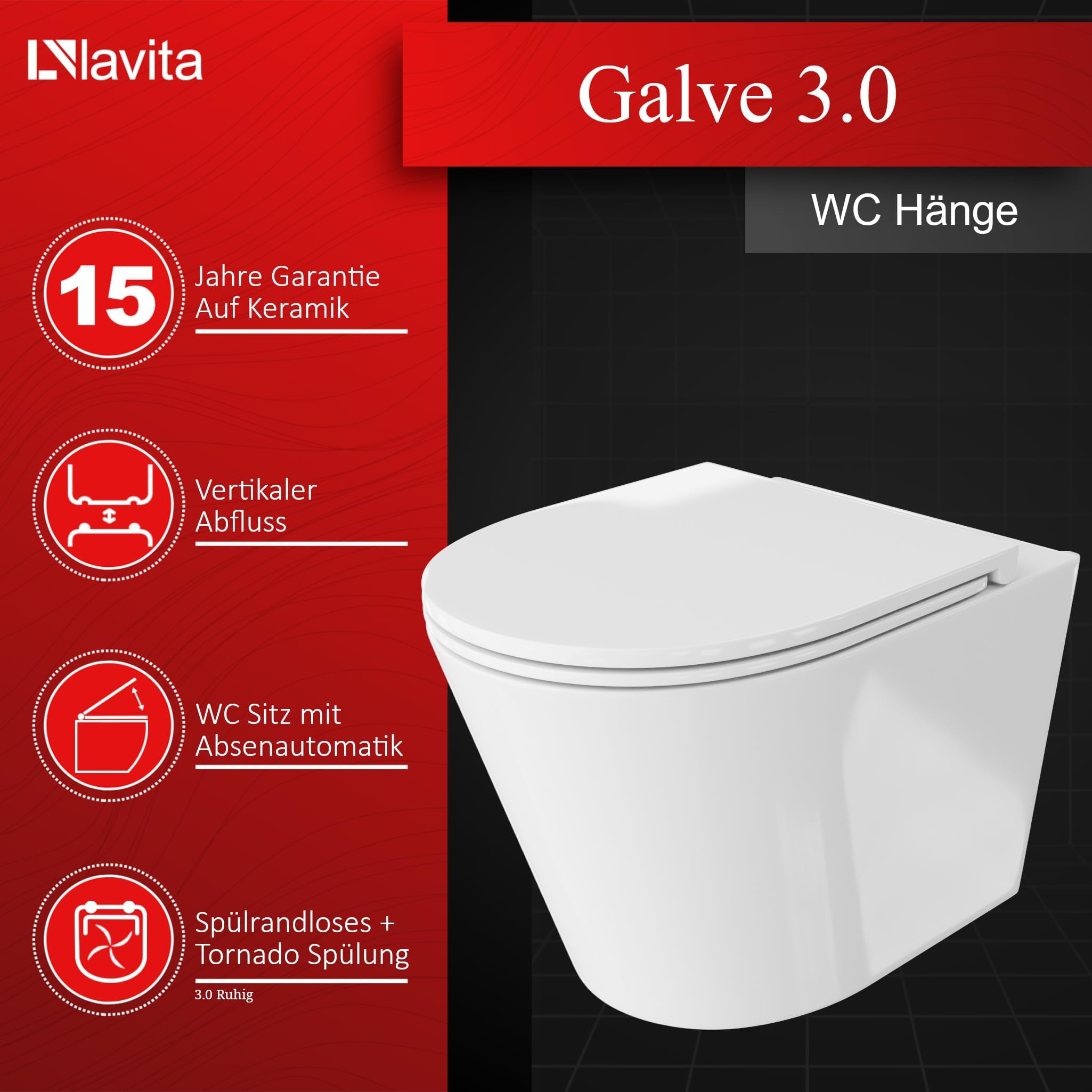 GROHE Wand WC ohne Spülrand + WC Sitz mit Absenkautomatik + Vorwandelement inkl. Drückerplatte Skate Air (Galve, Drückerplatte Chrom glänzend) WC