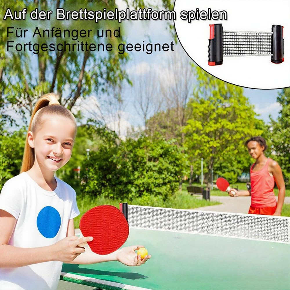 set de tennis de table, 2 raquettes, 6 balles, filet extensible et sac de transport, pour enfants, familles