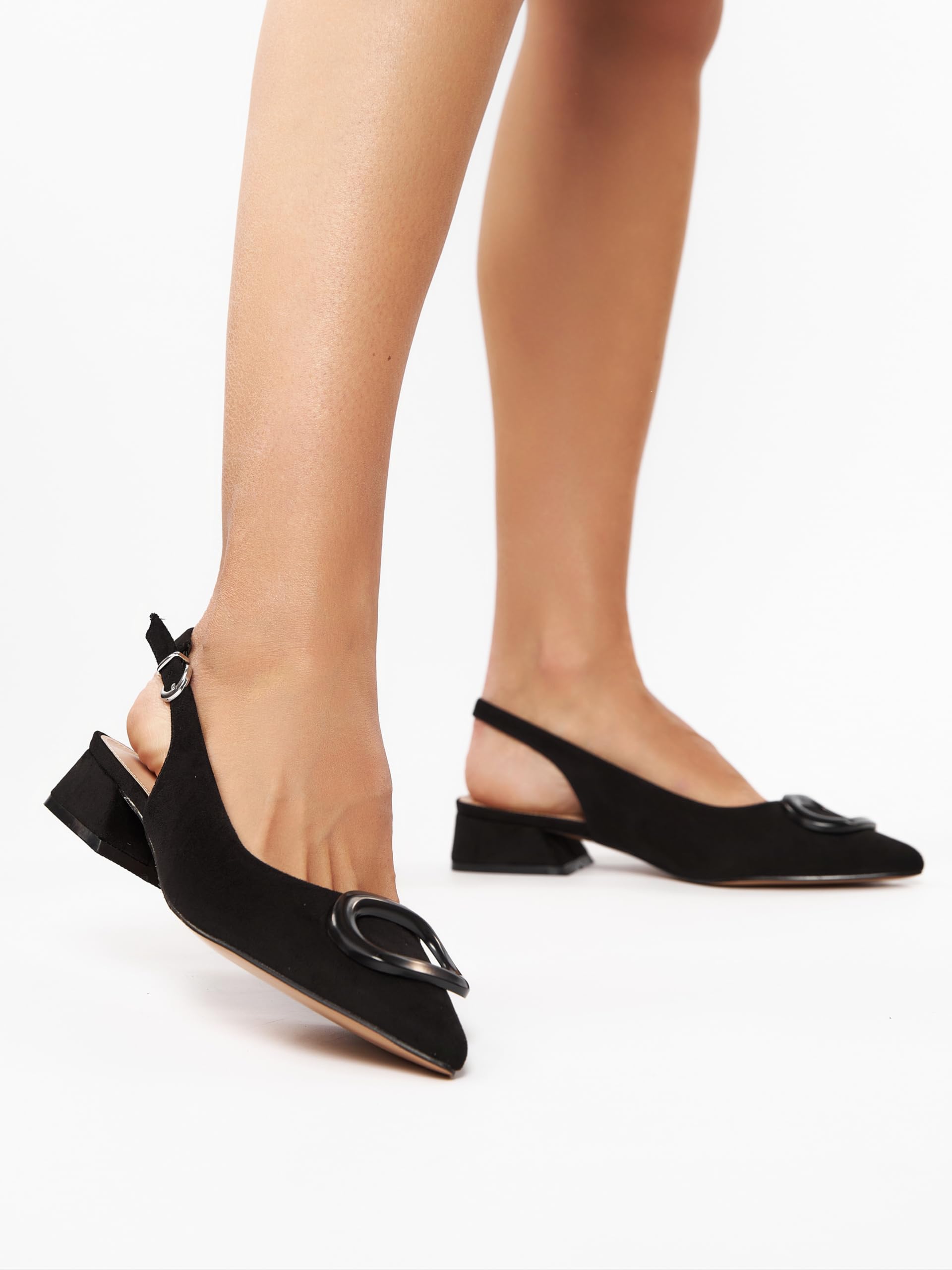 Pumps, Damen Slingpumps, 4 cm Blockabsatz, weiche Wildlederimitat/Kunstleder, Bequeme Pumps mit Absatz, Weiß/Schwarz/Weinrot/Beige/Blau/Gelb/Taupe, Slingbacks, Rückengurt, ML682-0716