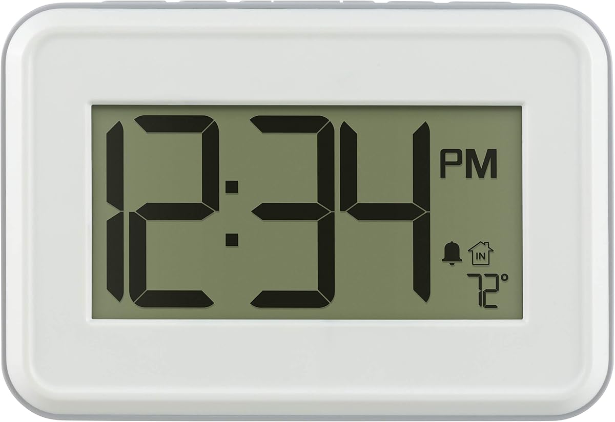 La Crosse Technology 513-113W Digital White Wall Clock with Temperature & Countdown Timer