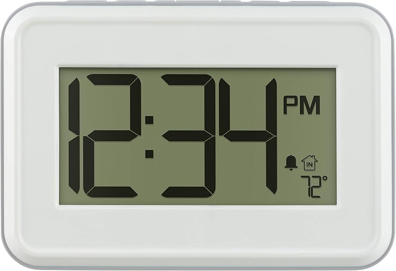 La Crosse Technology 513-113W Digital White Wall Clock with Temperature & Countdown Timer