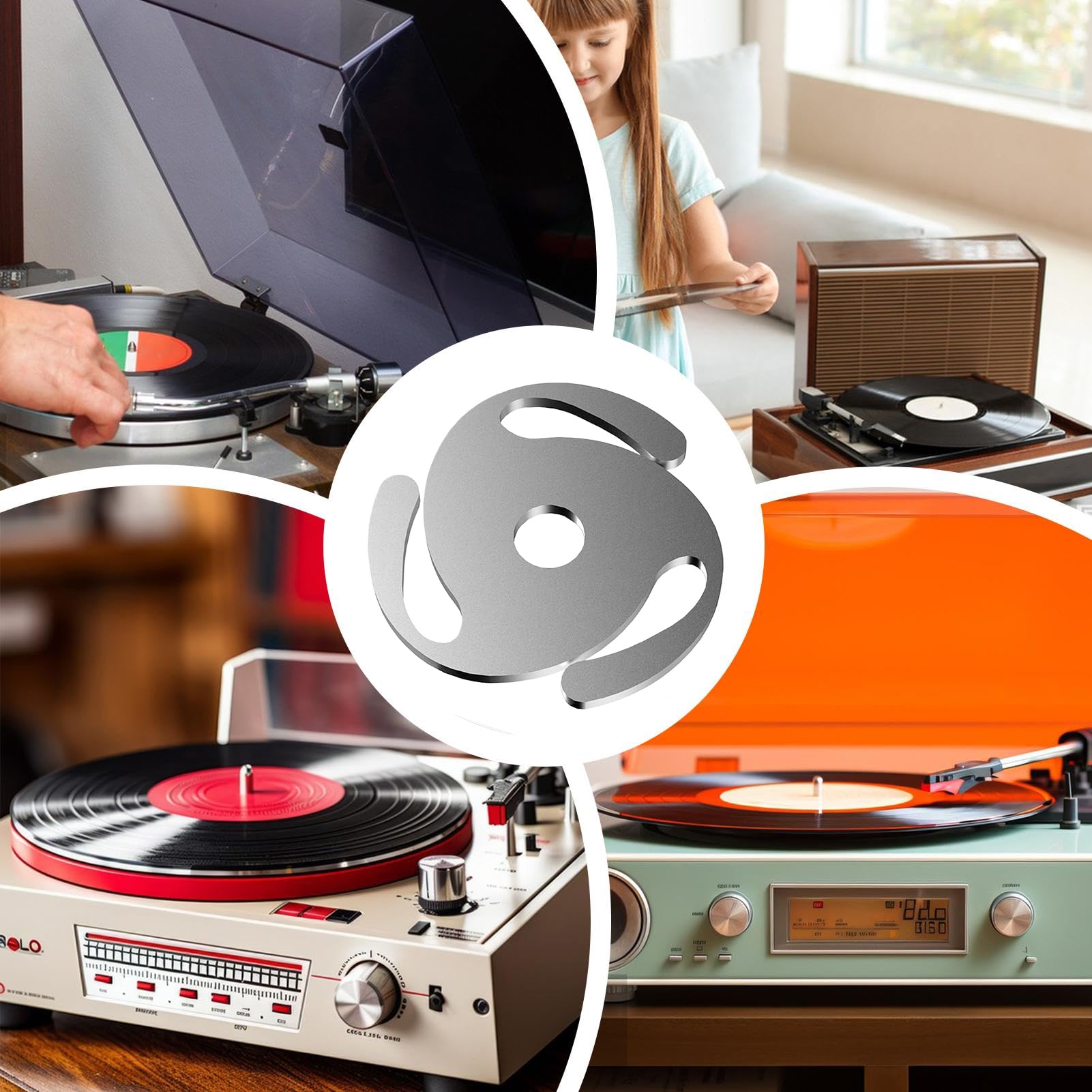 Adattatore Per Dischi 45 Giri Adattatore Per Giradischi Stabile E Leggero | Inserti Adattatori per Mandrino Giradischi Per Sistemi Audio Domestici Giradischi Hi-Fi Collezionisti Album Aman