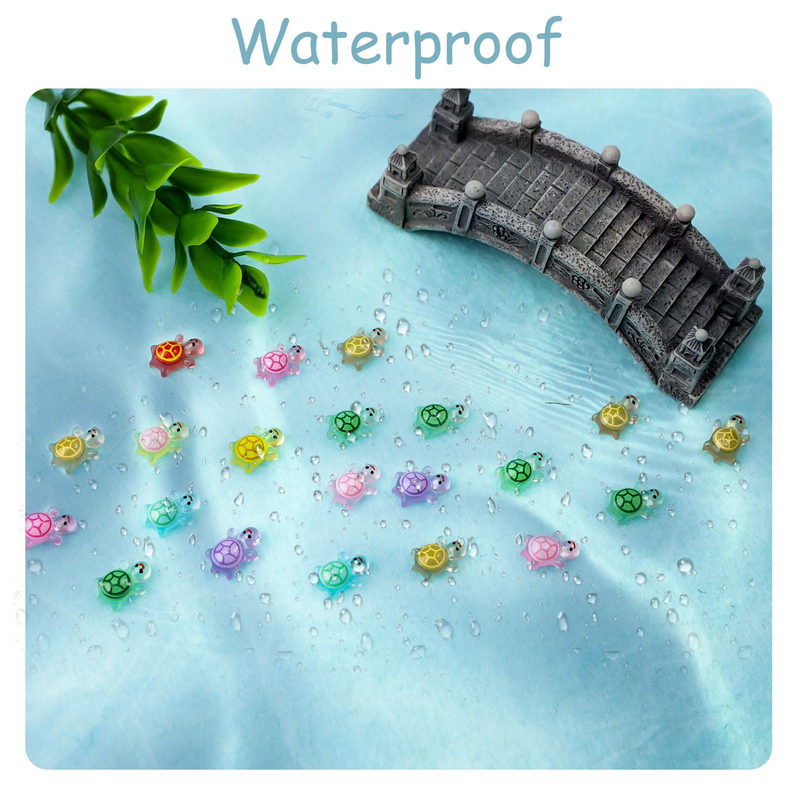 100/200/300PCS Cute Tiny Glow Resin Turtles For Crafts, Luminous Mini Turtle Cartoon Figurines Glow Dark Fairy Garden Party Decoration Hidden Game Nail Di