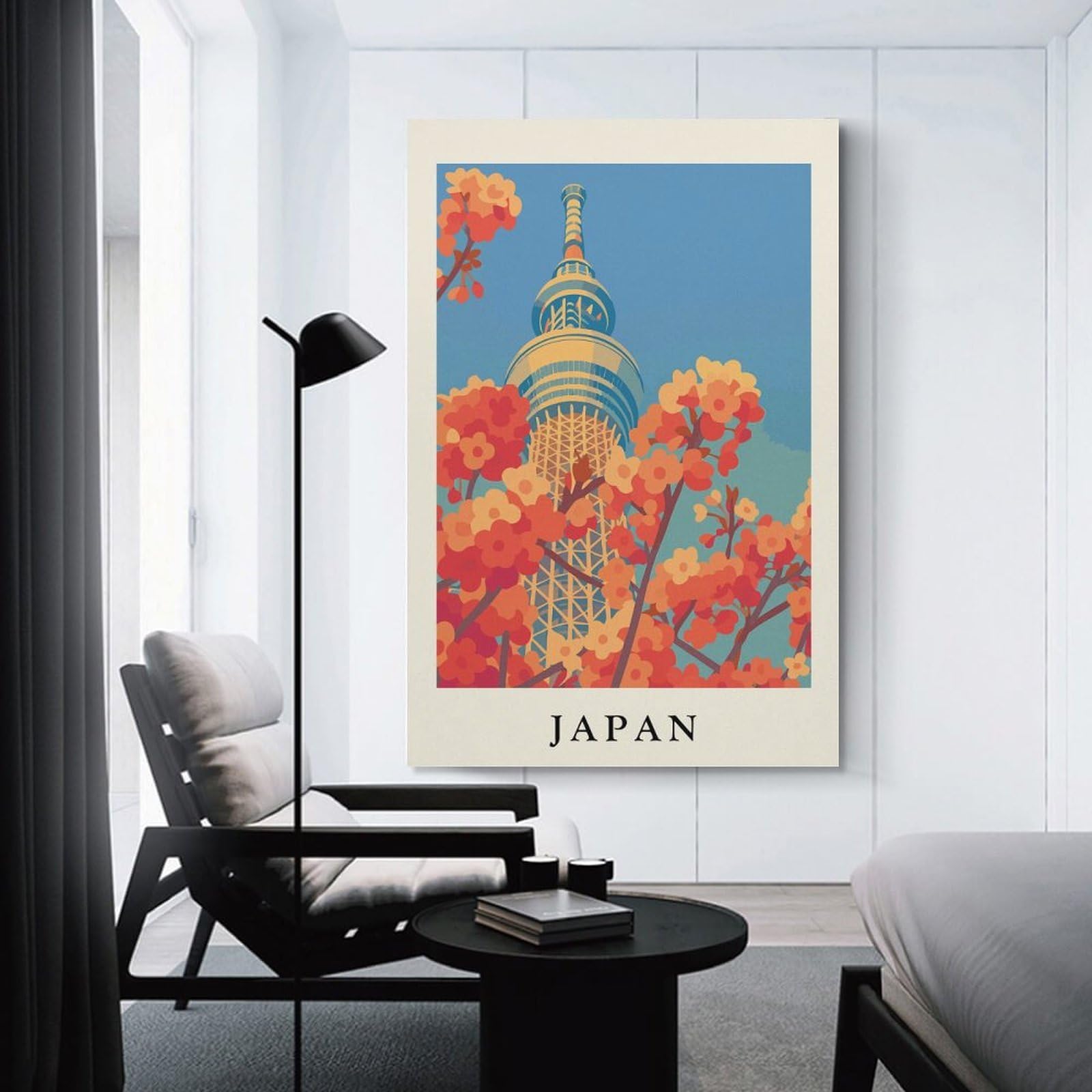 Junmoney Tokyo Skytree And Cherry Blossoms Art Canvas Wall Decor 12x18inch(30x45cm), for Entrance Walls, Hall Decor Or Foyers, Wall Decor to Refresh Empty Corners