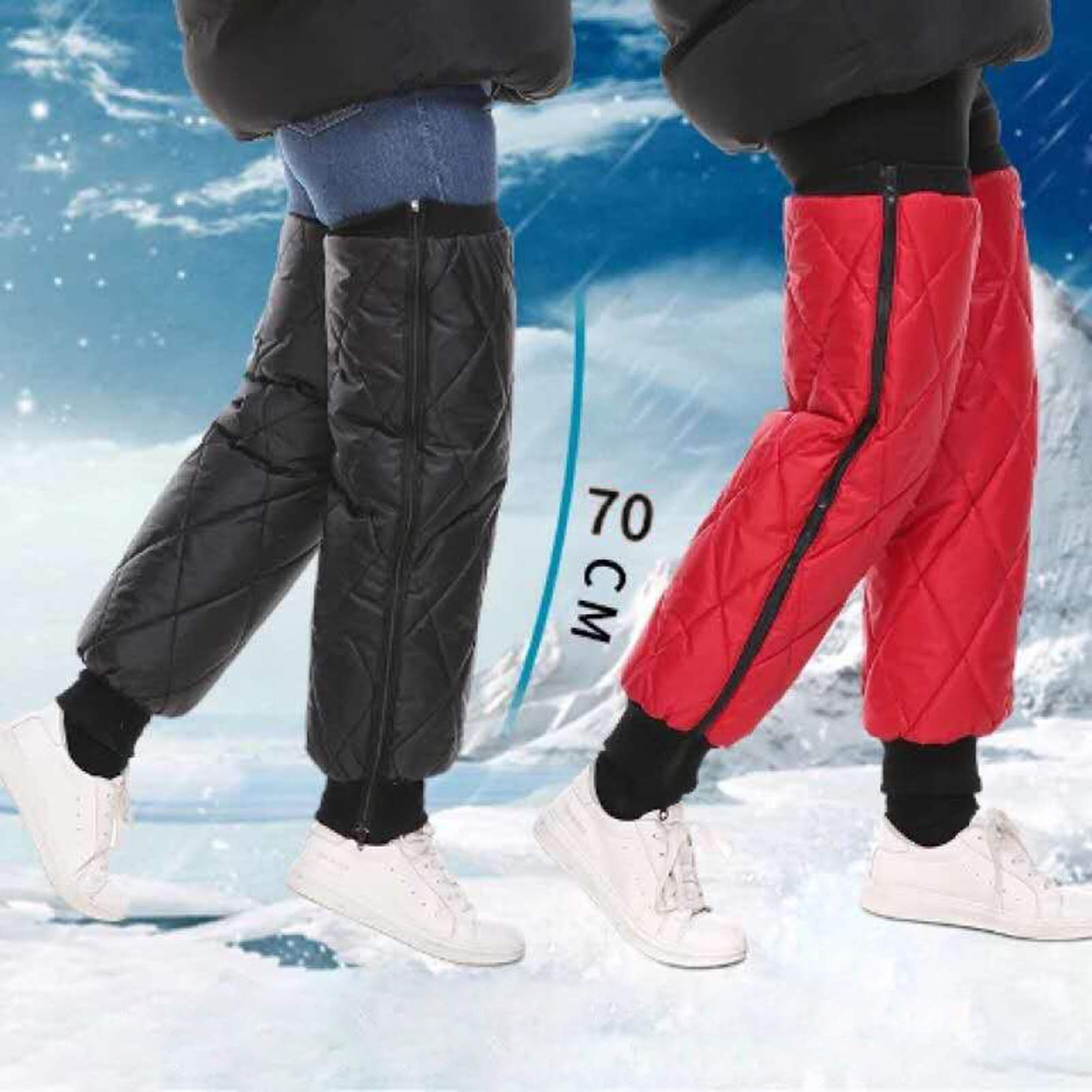 1 Paire Protecteur de polyarthrite Thermique Protecteur au Genou Chaude Brace Support Pad D'Equitation d'hiver Sports Housse de Protection des Manches genoubles(Rosso,70cm)