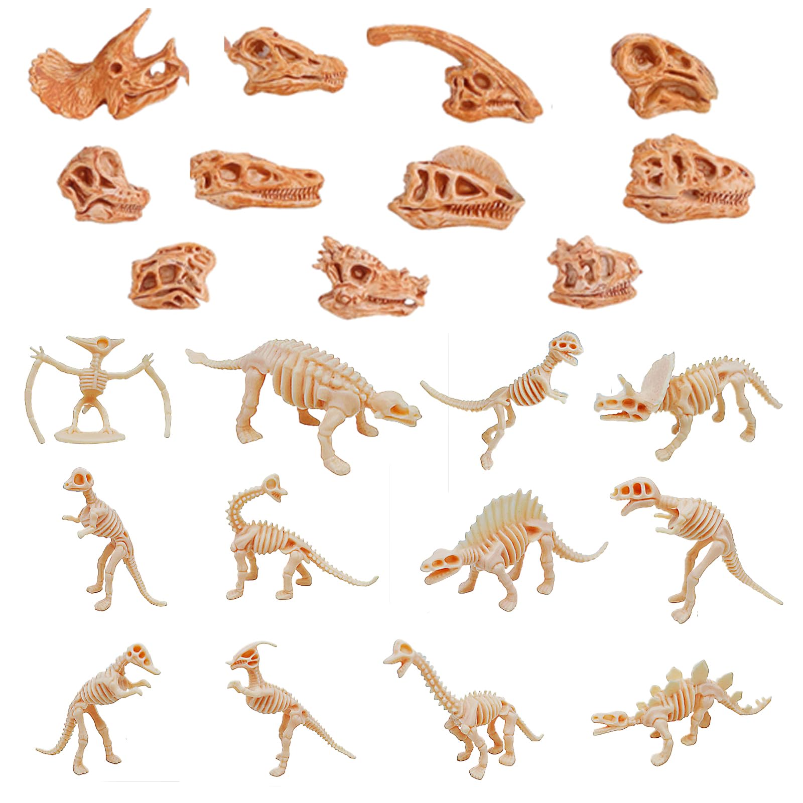 23 Pcs Dinosaur Bones, Mini Dinosaur Figures Fossil Plastic Dinosaurs for Kids, Dinosaur Dig Kit for Educational Games, Party Gifts, Science Learning and Dinosaur Themed Decorations